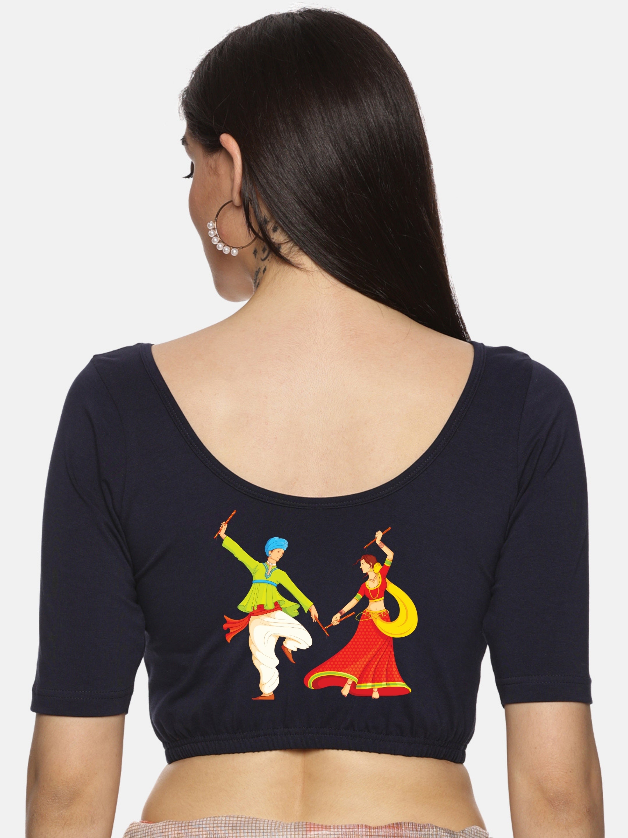 Women Back Printed Stretchable Blouse U031 - notyetbyus