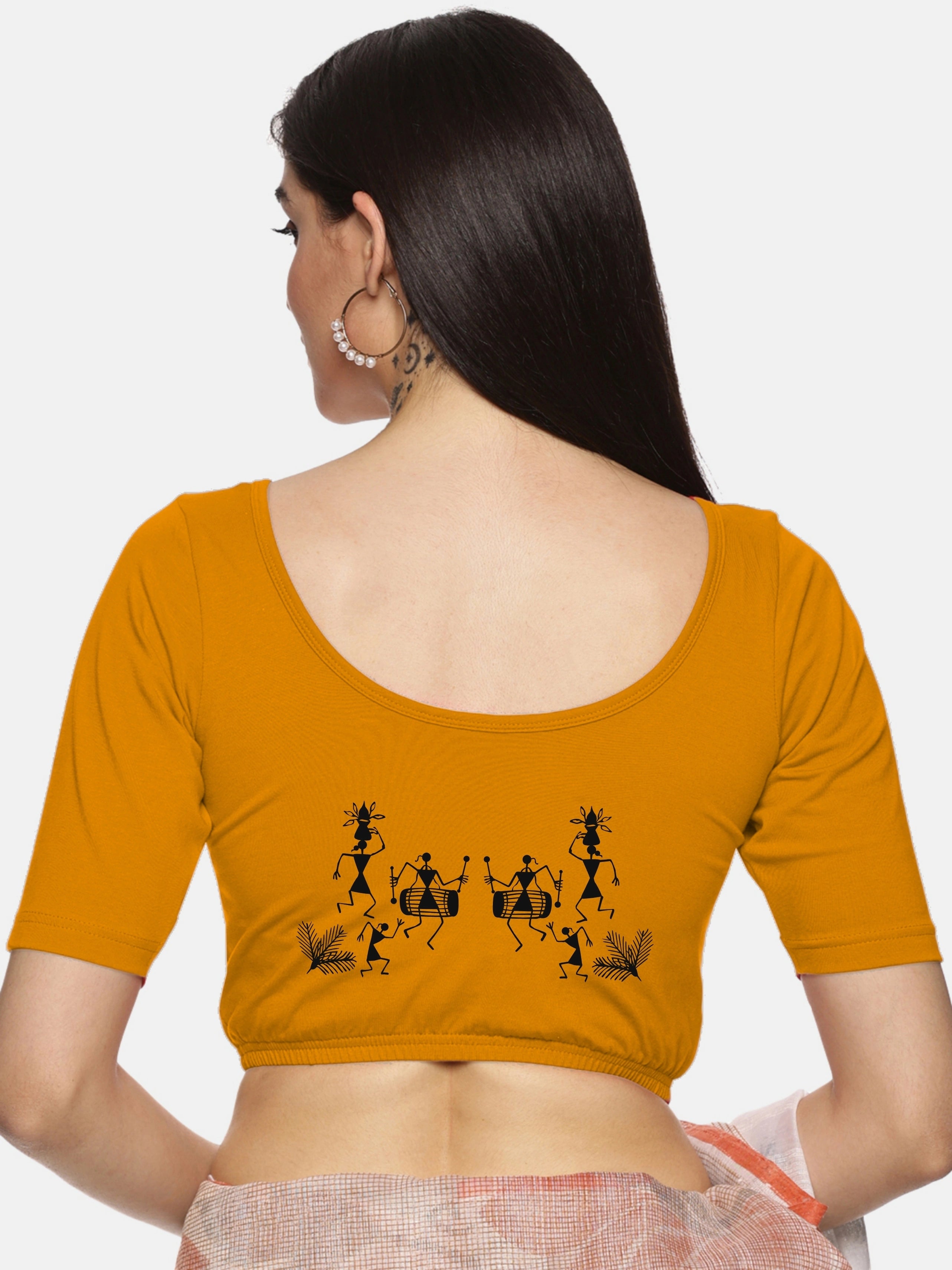 Women Back Printed Stretchable Blouse U027 - notyetbyus