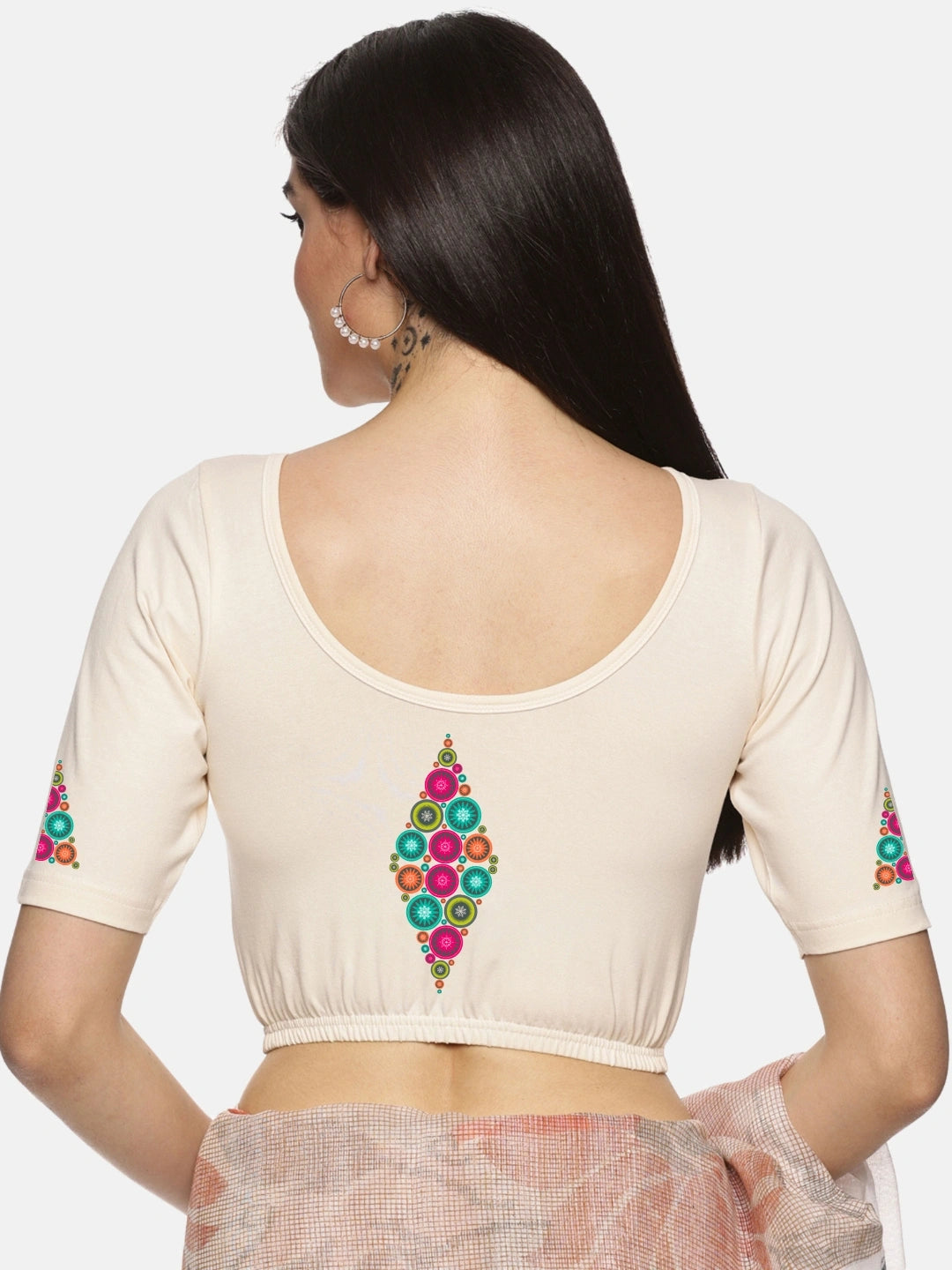 Women Back Printed Stretchable Blouse U0173 - notyetbyus