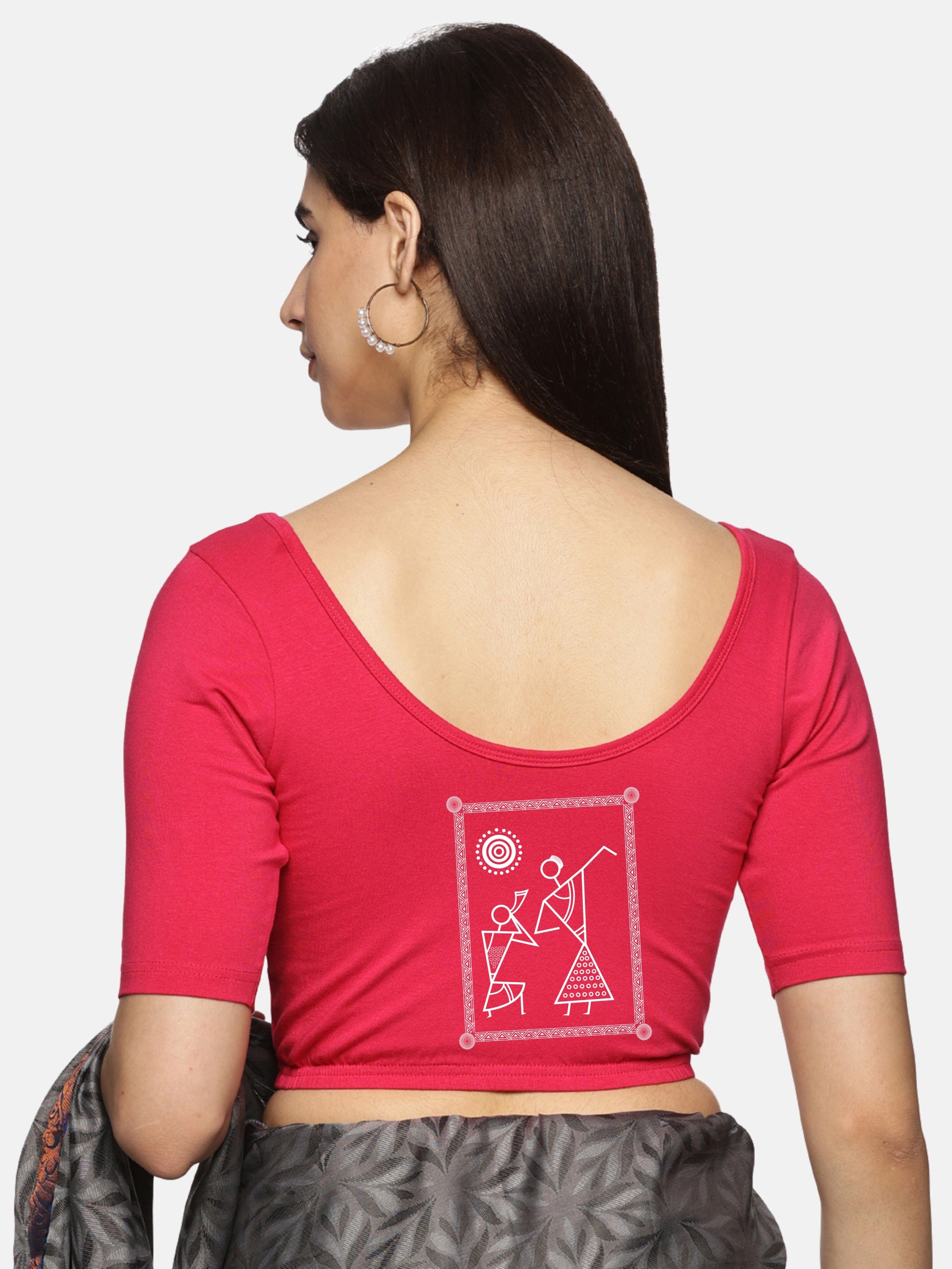 Women Back Printed Stretchable Blouse U0138 - notyetbyus