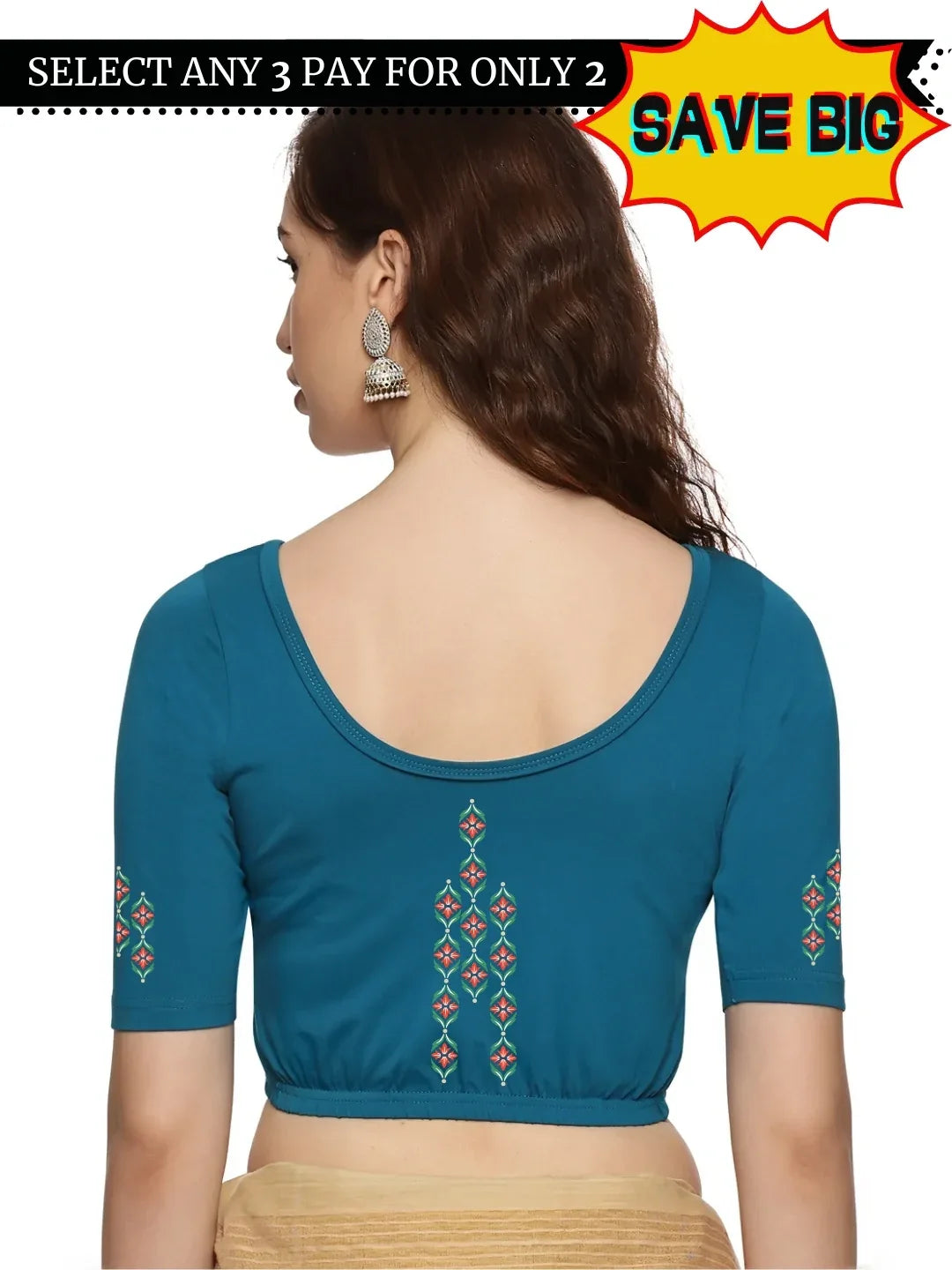 Women Back Printed Stretchable Blouse U0178 - notyetbyus