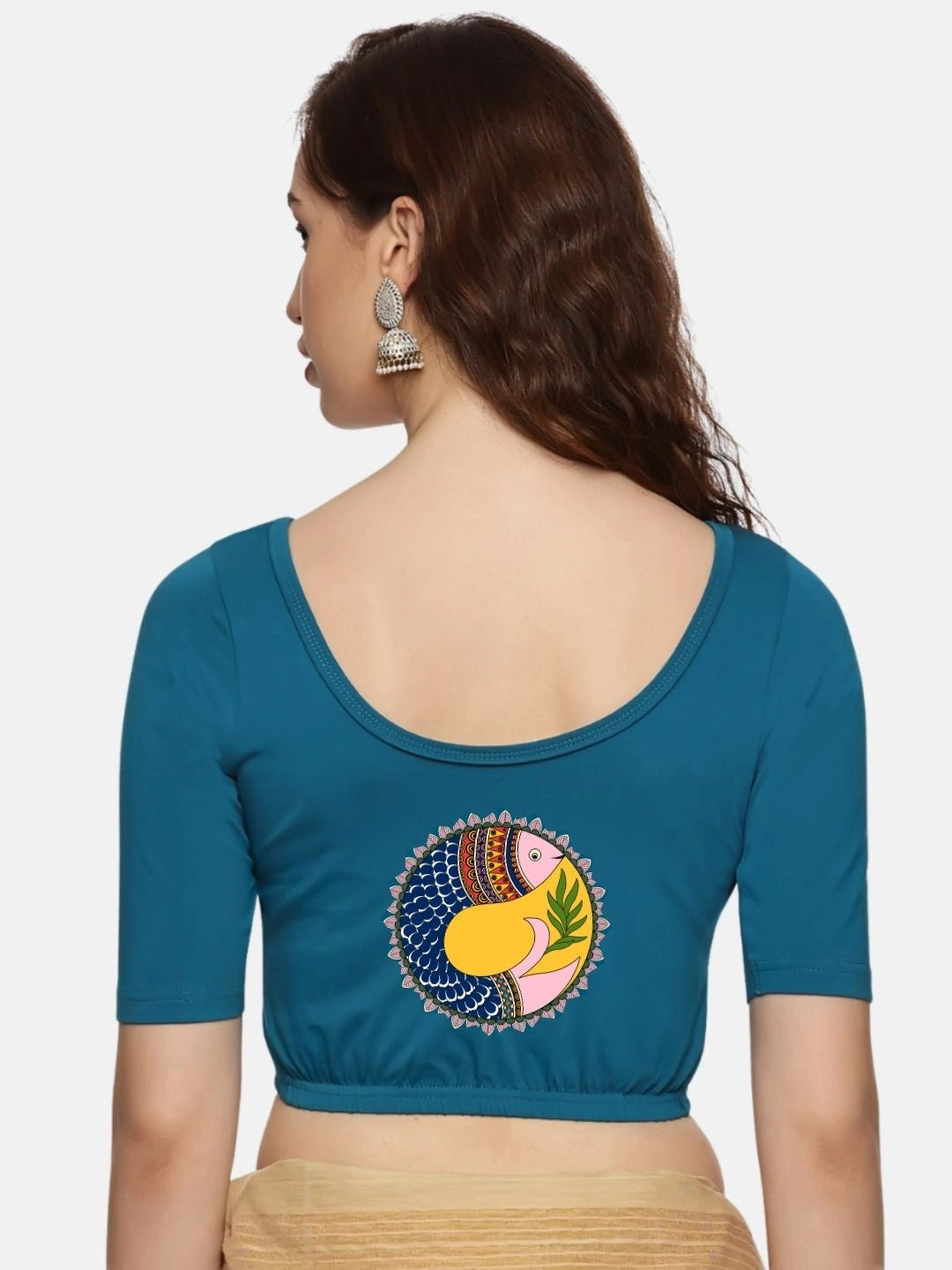 Women Back Printed Stretchable Blouse U0163 - notyetbyus