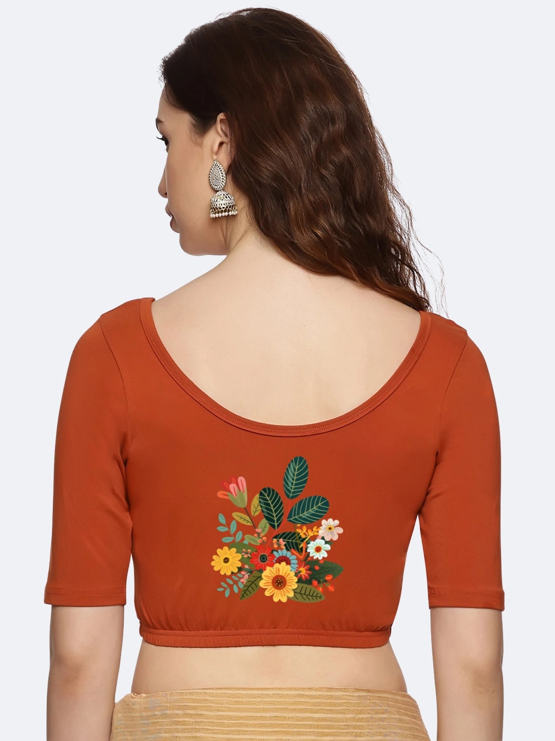 Women Back Printed Stretchable Blouse U0161 - notyetbyus