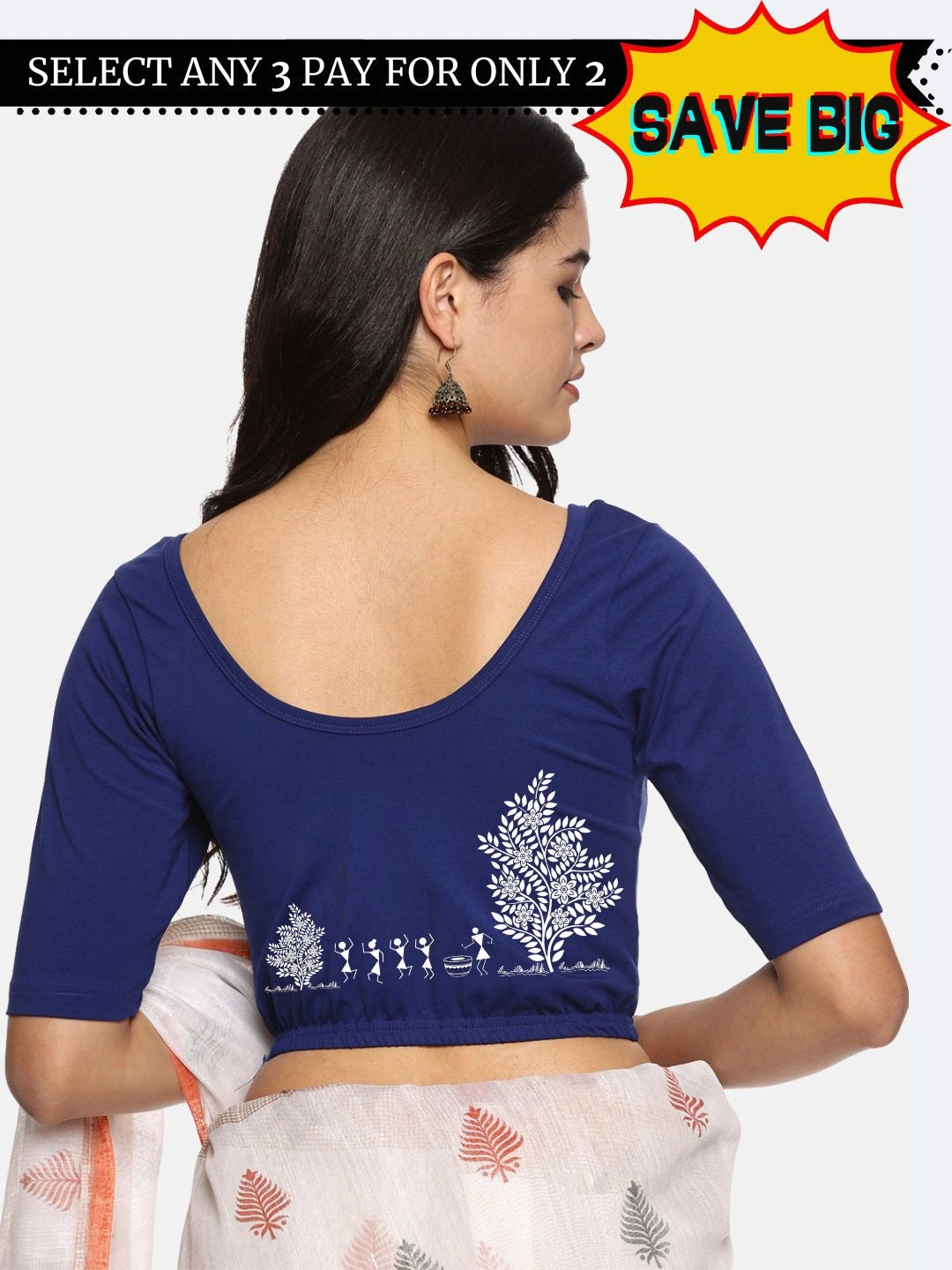 Women Back Printed Stretchable Blouse U0165 - notyetbyus