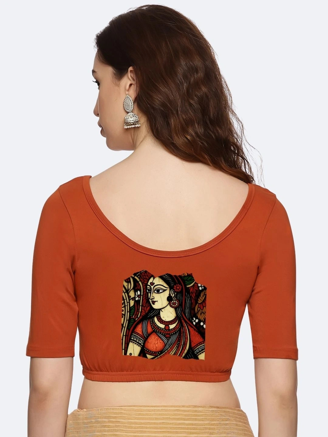 Women Back Printed Stretchable Blouse U0162 - notyetbyus