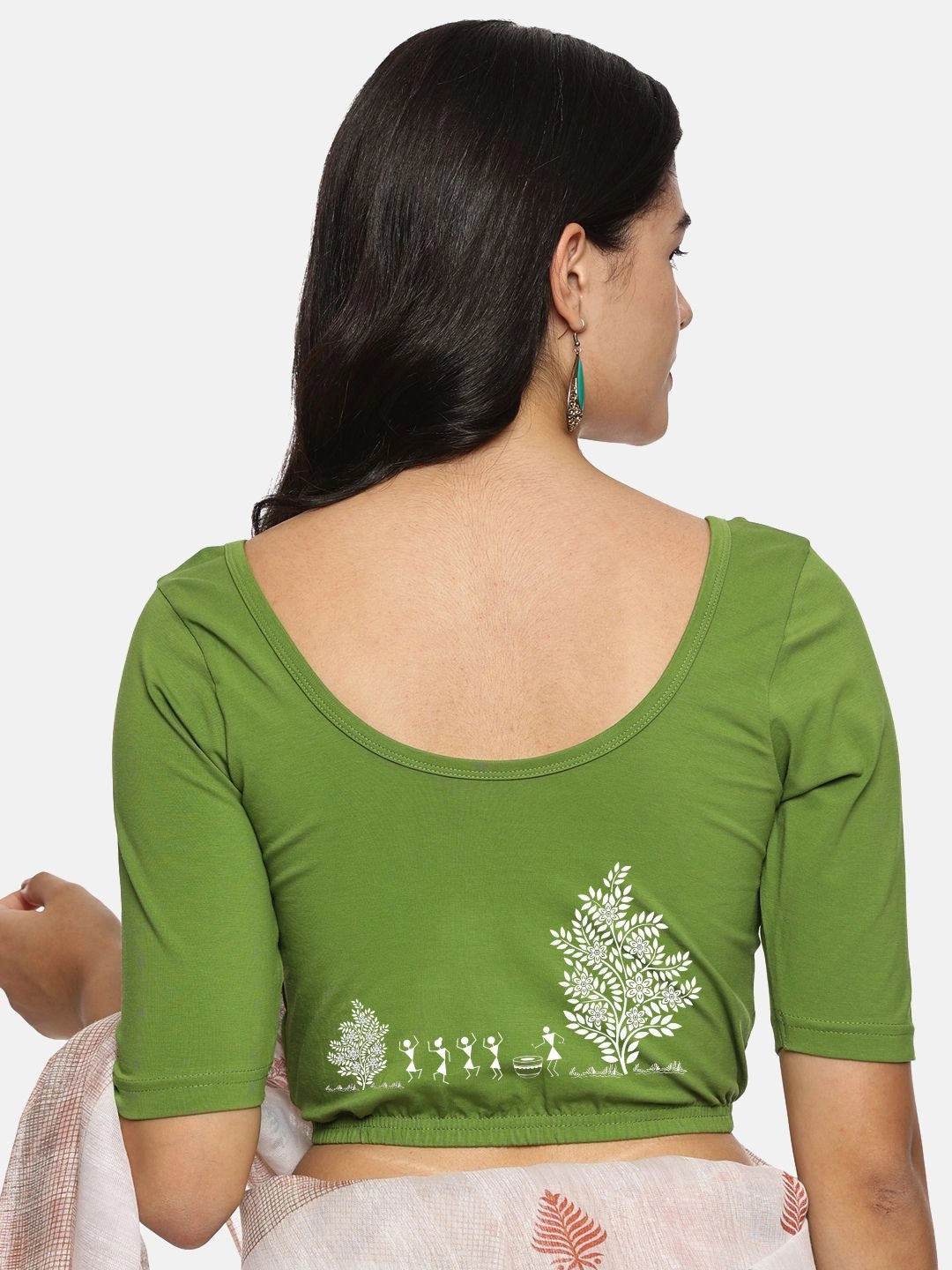 Women Back Printed Stretchable Blouse U0165 - notyetbyus