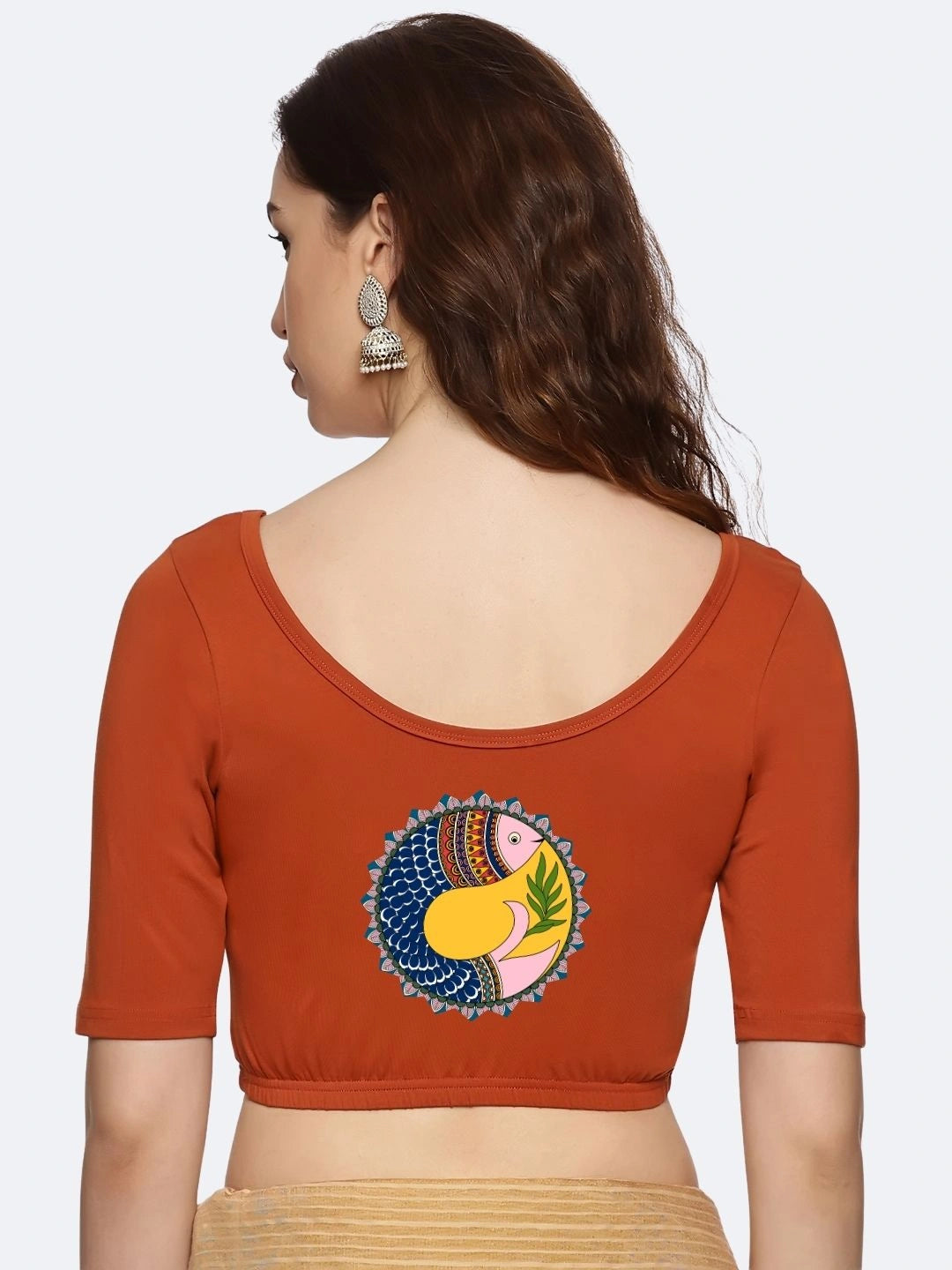 Women Back Printed Stretchable Blouse U0163 - notyetbyus