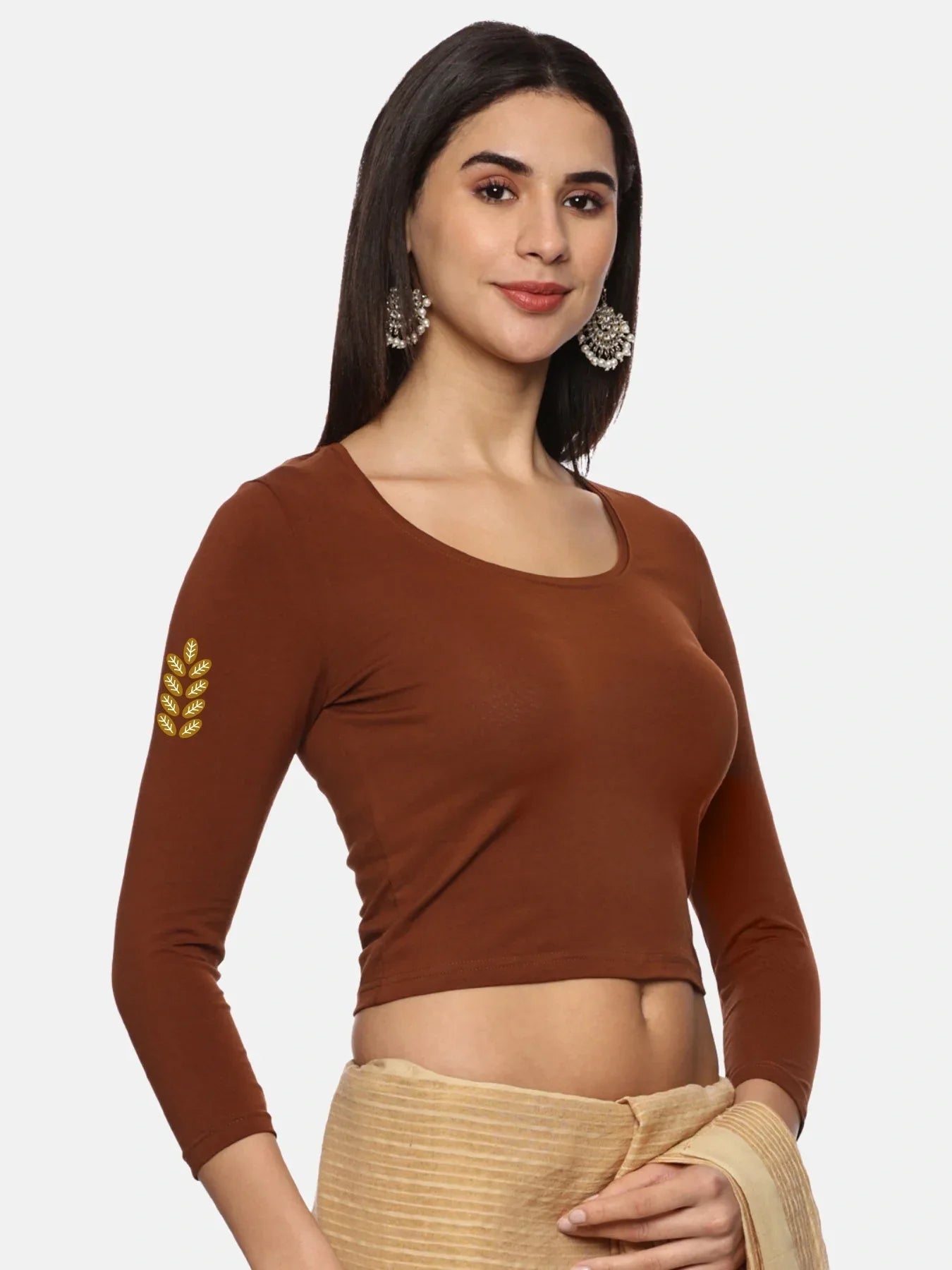 Women Three Fourth Sleeve Back Print Stretchable Blouse U0180 - notyetbyus