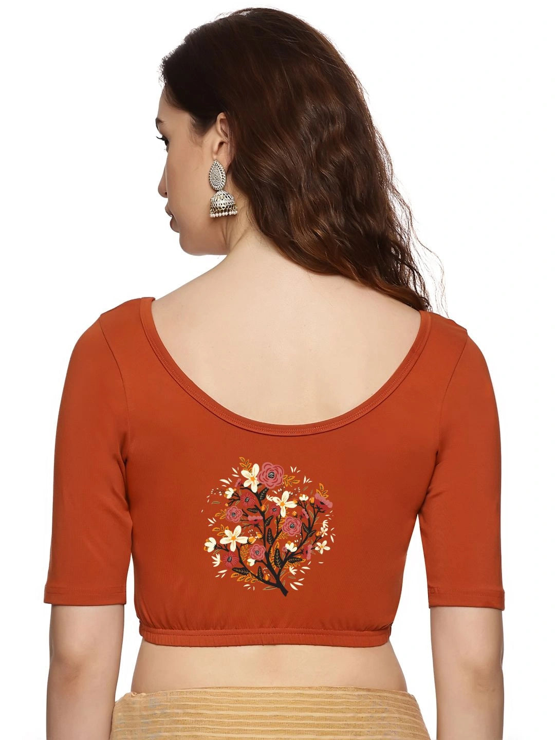 Women Back Printed Stretchable Blouse U0174 - notyetbyus