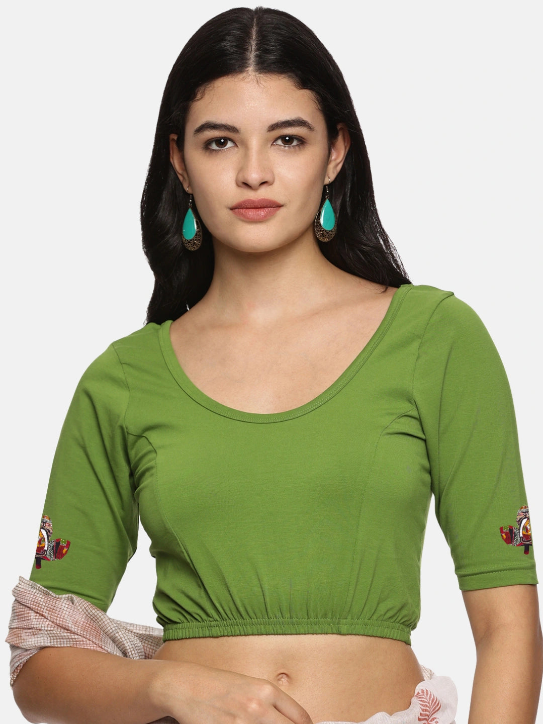 Women Back Printed Stretchable Blouse U0140A - notyetbyus