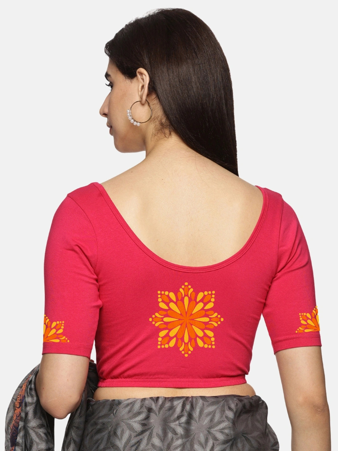 Women Back Printed Stretchable Blouse U0175 - notyetbyus