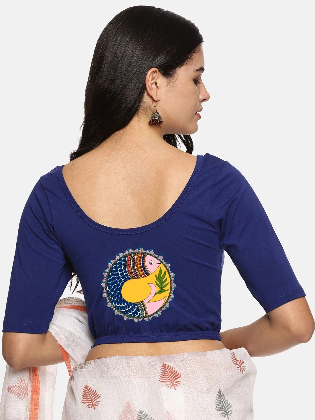 Women Back Printed Stretchable Blouse U0163 - notyetbyus