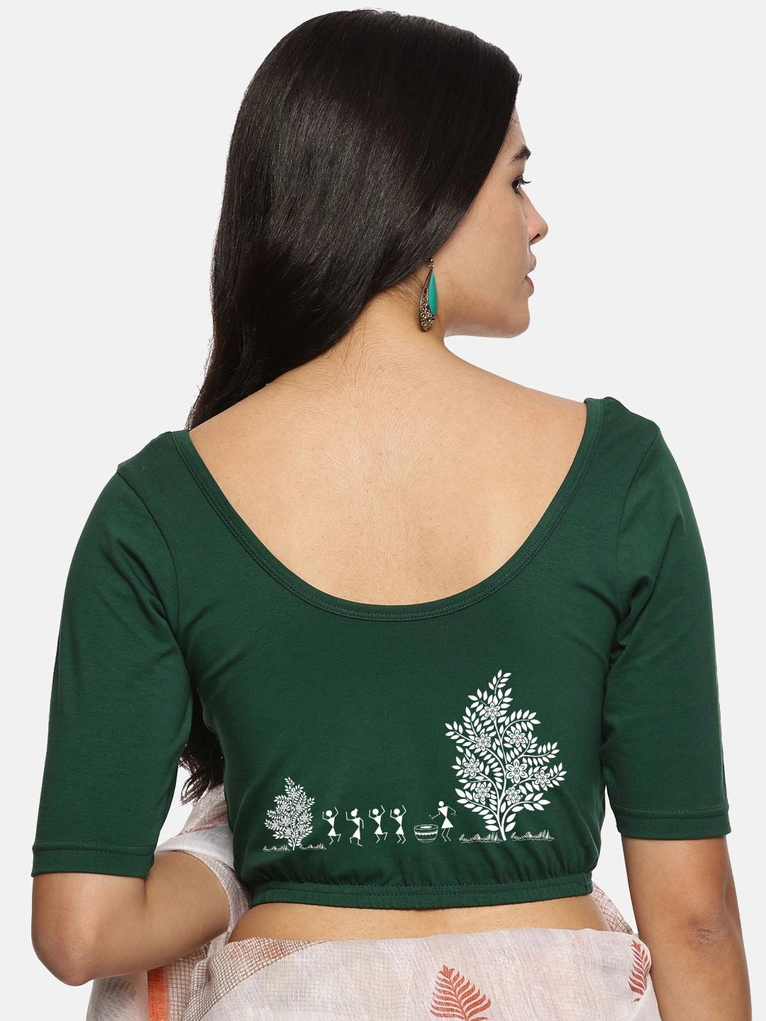 Women Back Printed Stretchable Blouse U0165 - notyetbyus