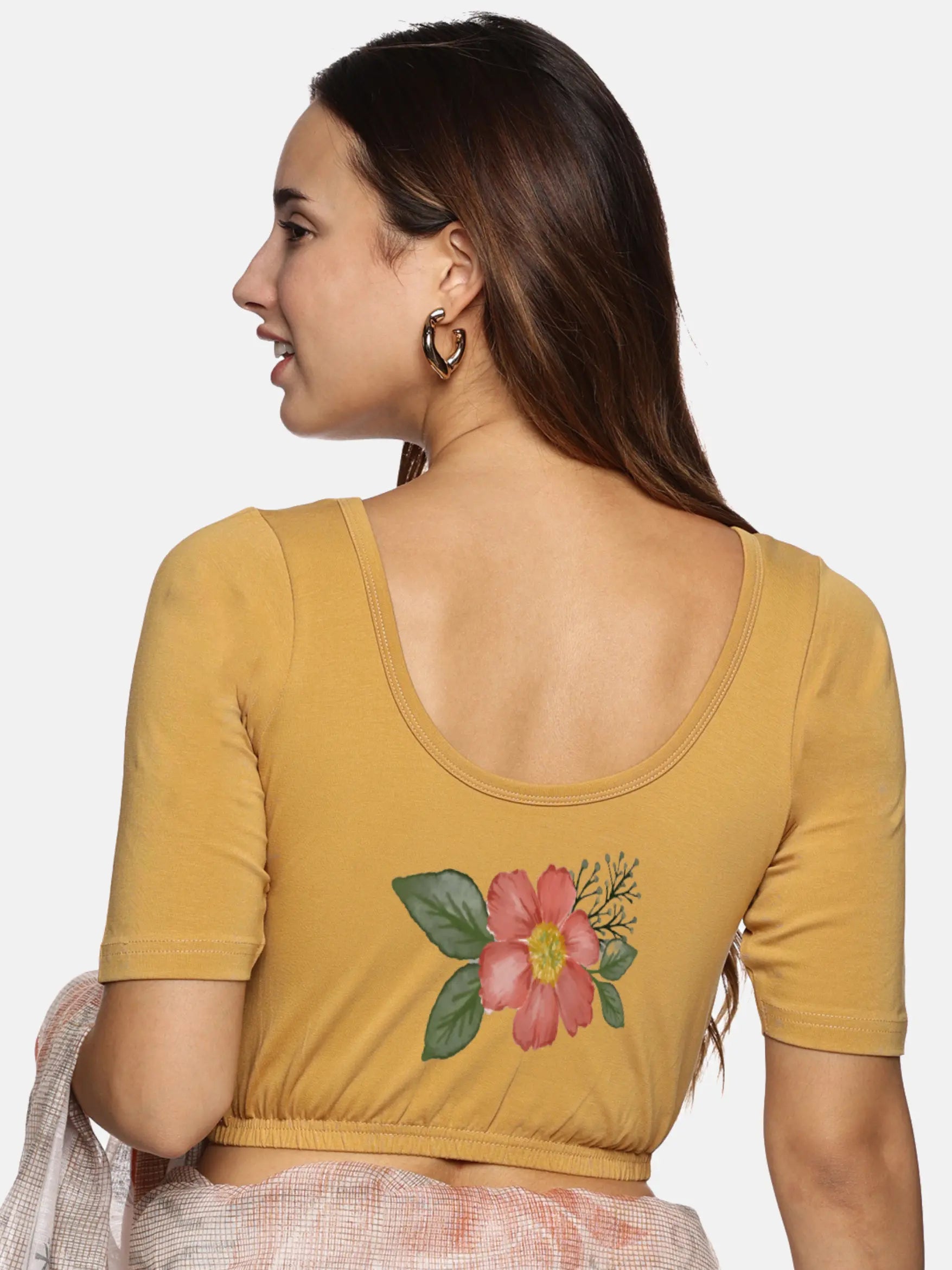 Women Back Printed Stretchable Blouse U073 - notyetbyus
