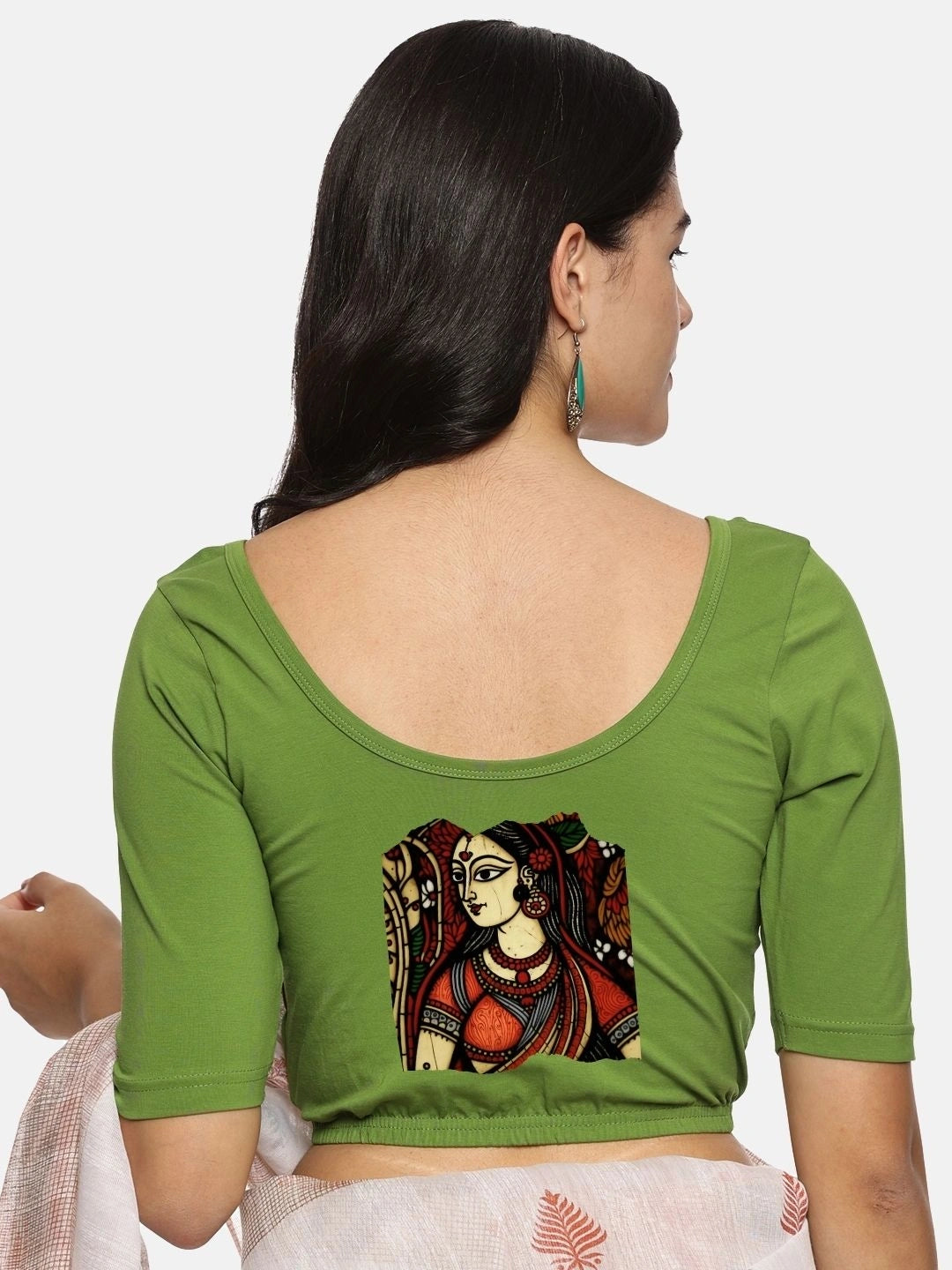 Women Back Printed Stretchable Blouse U0162 - notyetbyus