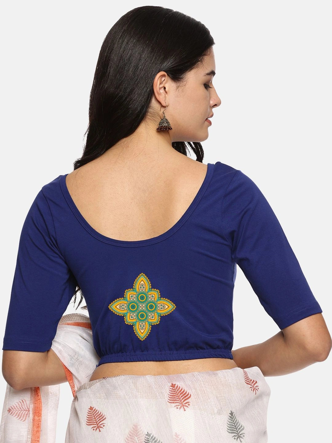 Women Back Printed Stretchable Blouse U0166 - notyetbyus