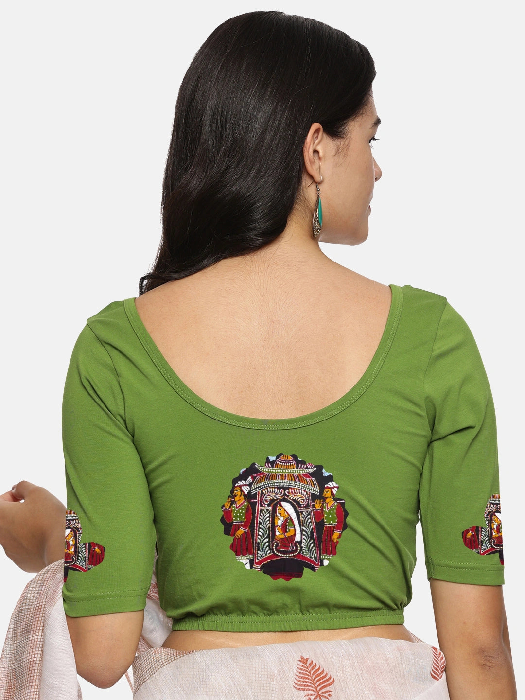 Women Back Printed Stretchable Blouse U0140A - notyetbyus