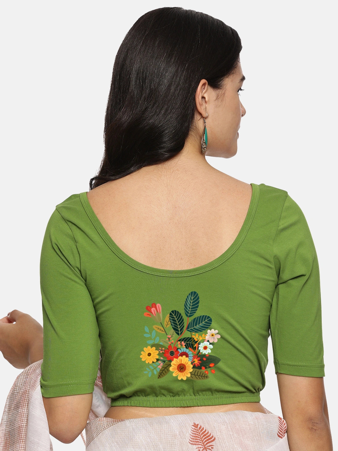 Women Back Printed Stretchable Blouse U0161 - notyetbyus