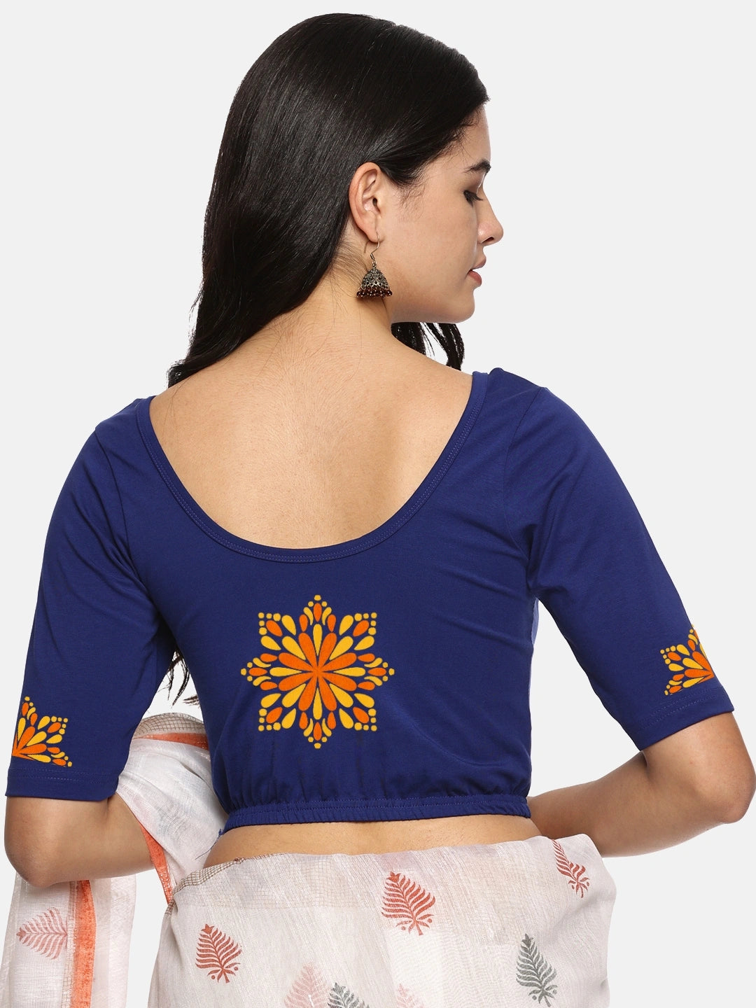 Women Back Printed Stretchable Blouse U0175 - notyetbyus