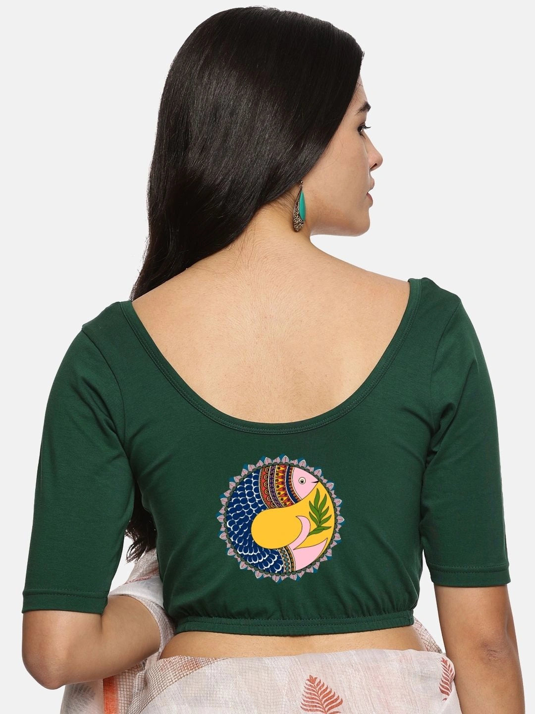 Women Back Printed Stretchable Blouse U0163 - notyetbyus