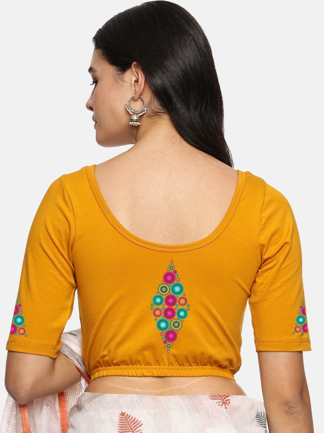 Women Back Printed Stretchable Blouse U0173 - notyetbyus