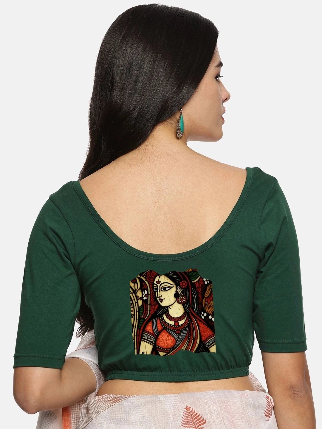 Women Back Printed Stretchable Blouse U0162 - notyetbyus