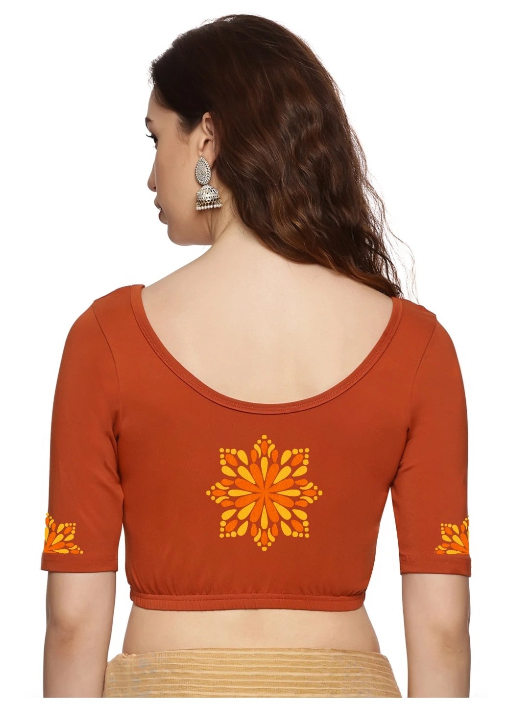 Women Back Printed Stretchable Blouse U0175 - notyetbyus