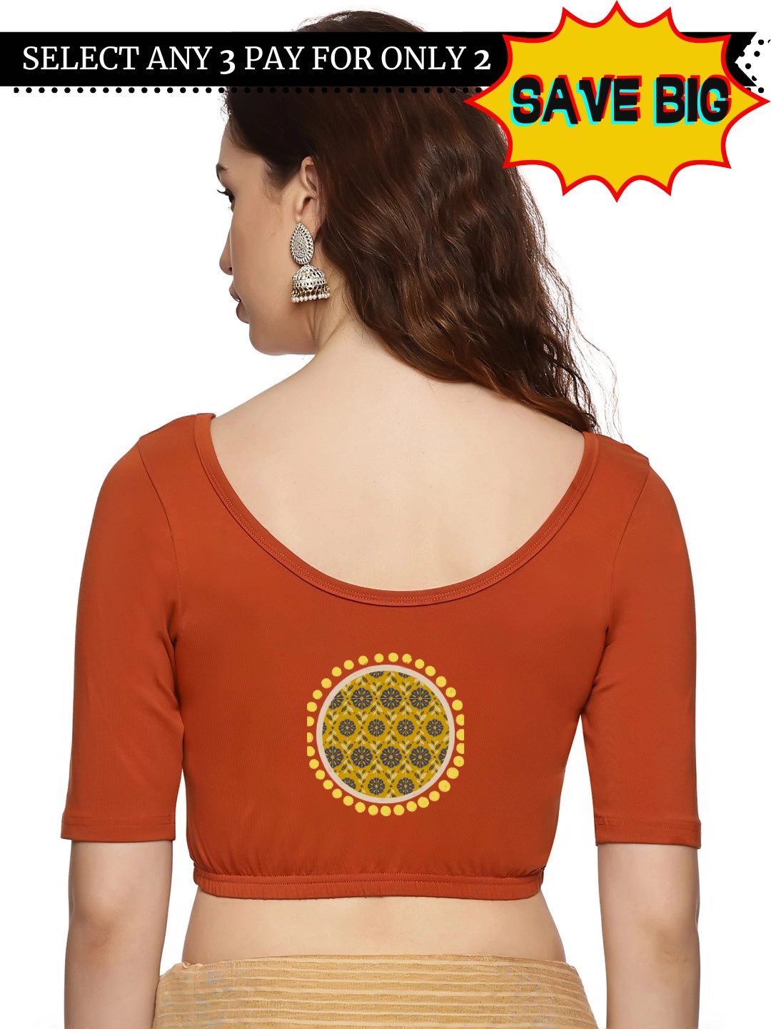 Women Back Printed Stretchable Blouse U023 - notyetbyus