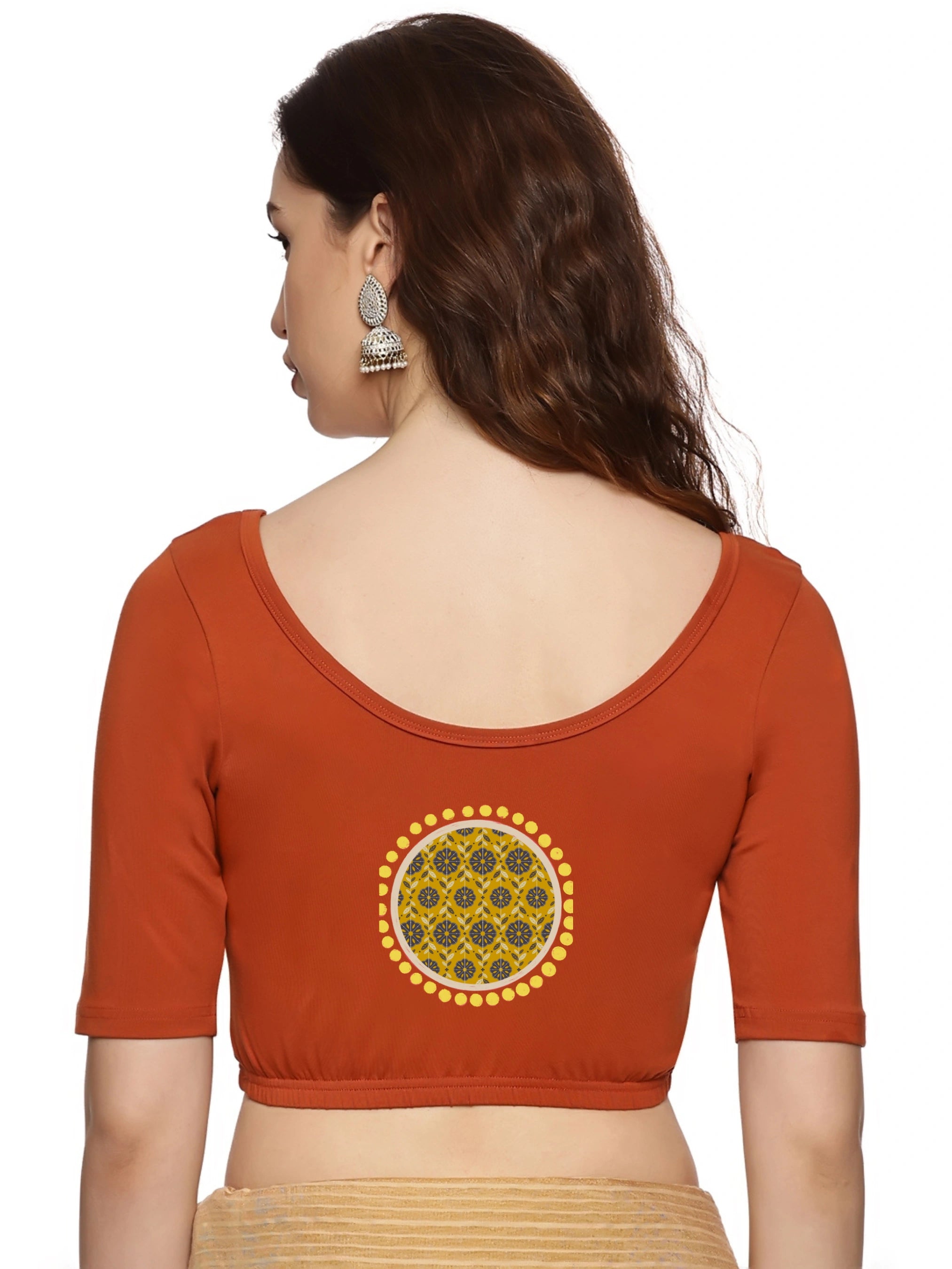 Women Back Printed Stretchable Blouse U023 - notyetbyus