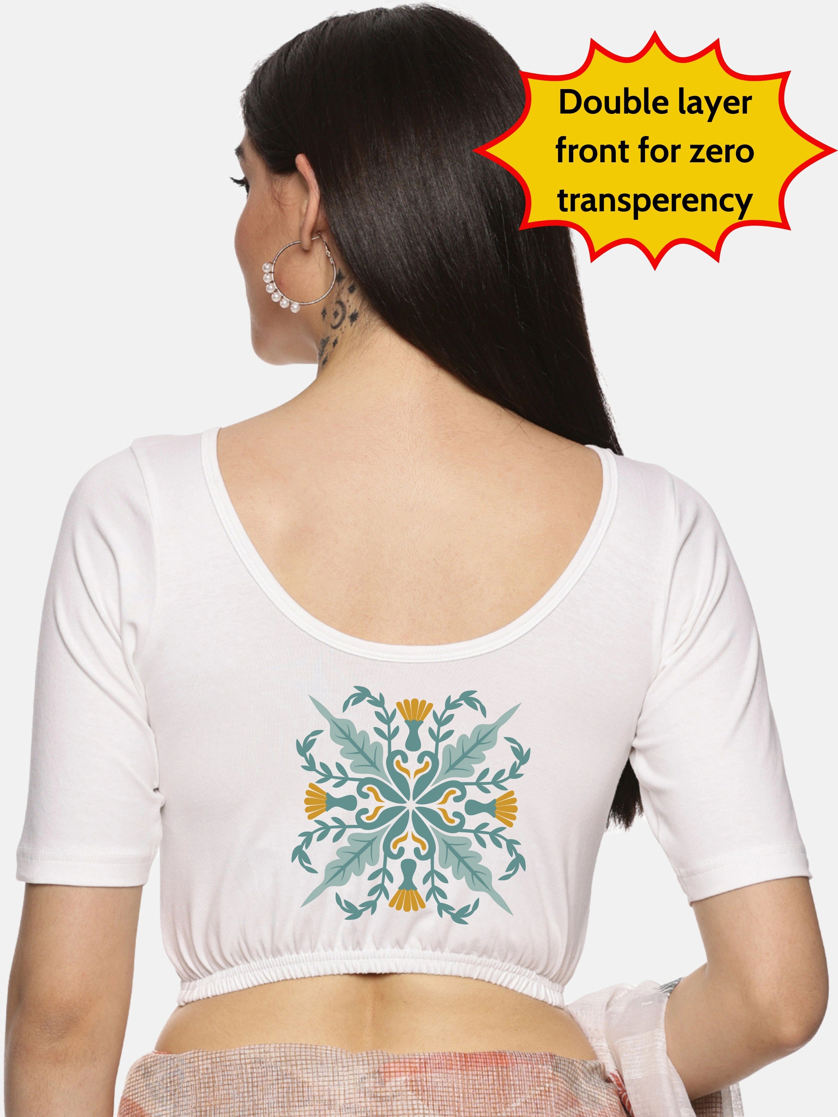 Women Back Printed Stretchable Blouse U012 - notyetbyus