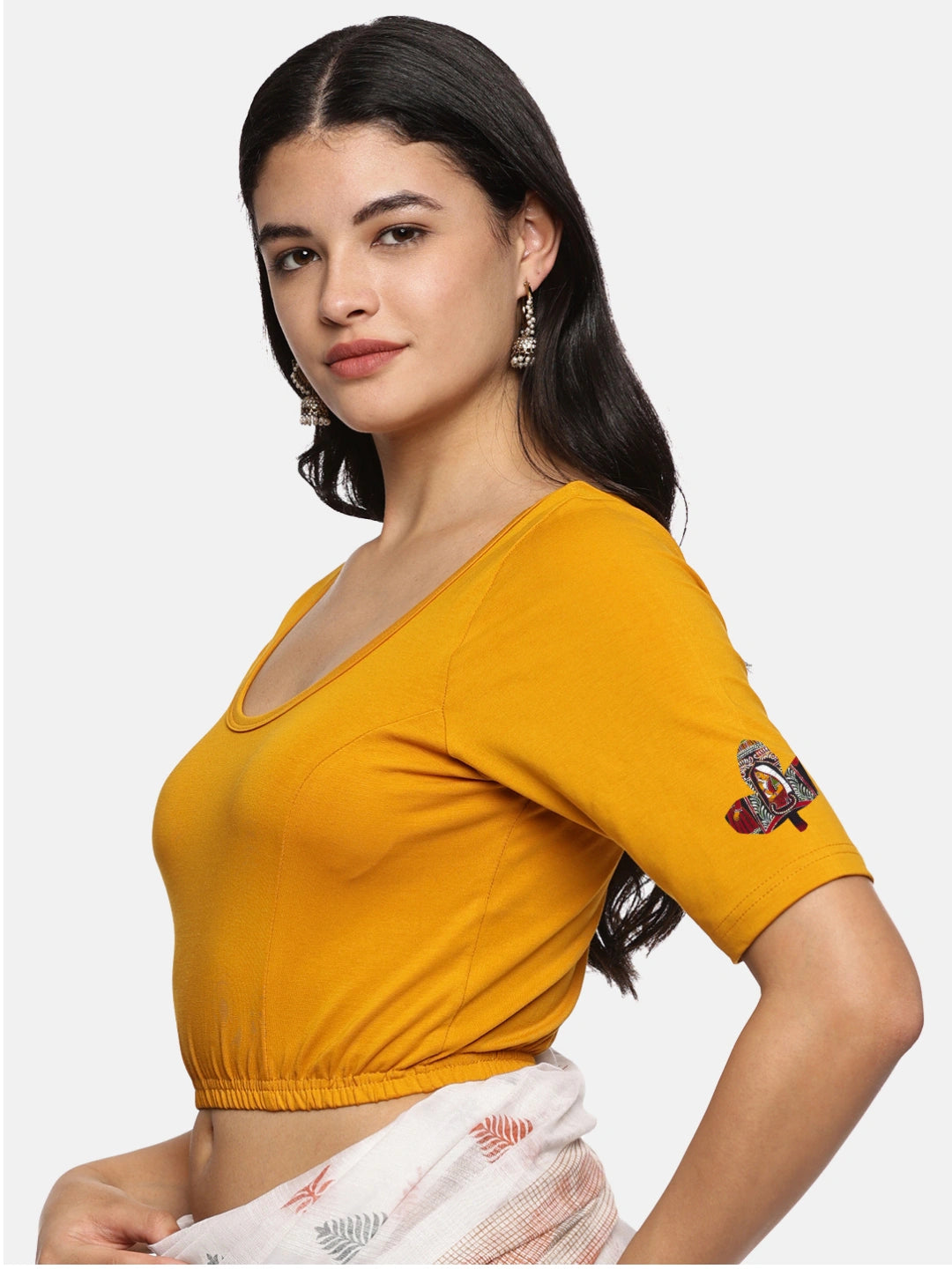 Women Back Printed Stretchable Blouse U0140A - notyetbyus