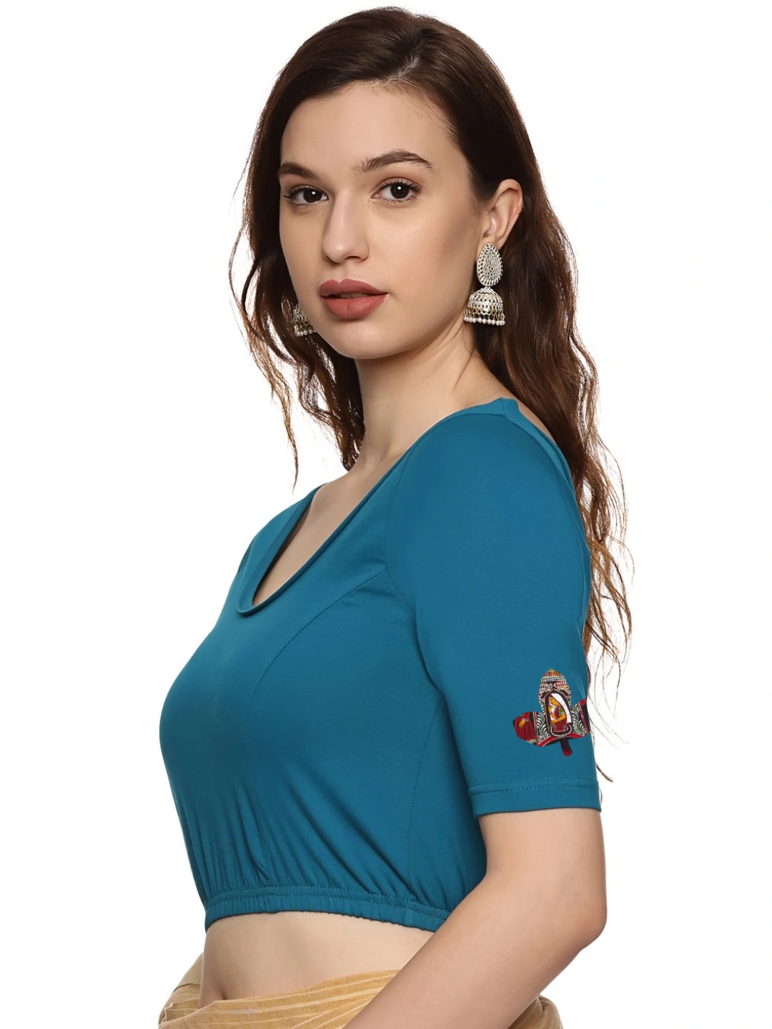 Women Back Printed Stretchable Blouse U0140A - notyetbyus