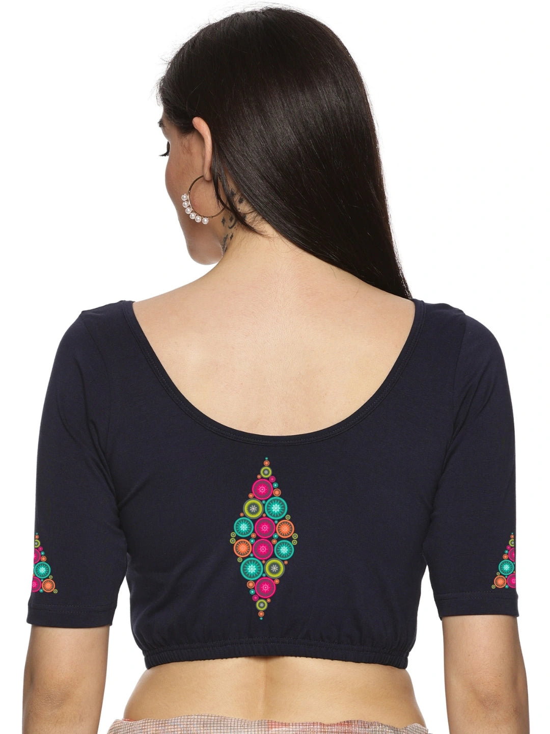 Women Back Printed Stretchable Blouse U0173 - notyetbyus