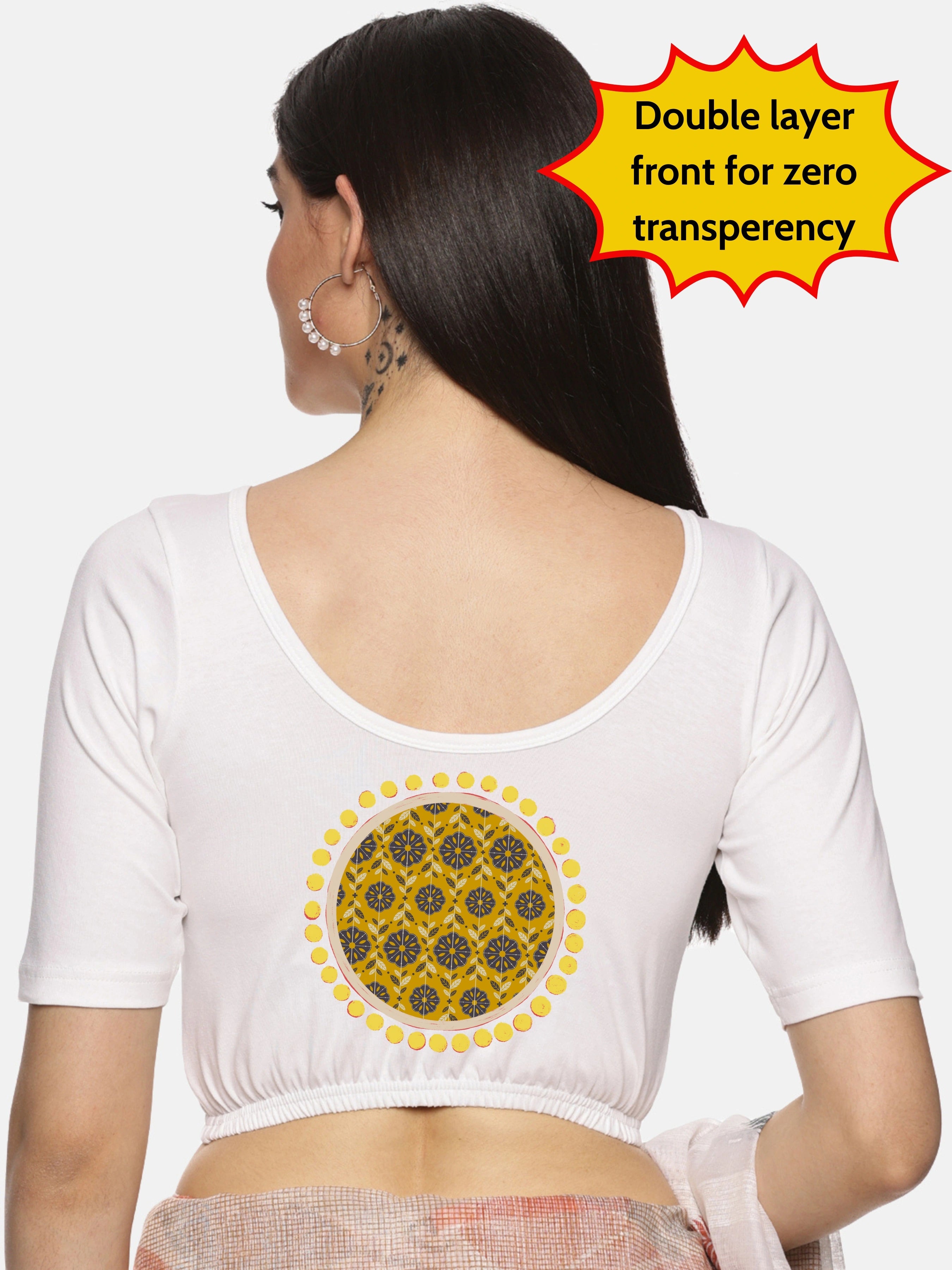 Women Back Printed Stretchable Blouse U023 - notyetbyus