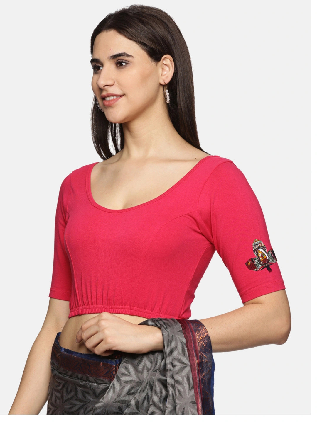 Women Back Printed Stretchable Blouse U0140A - notyetbyus