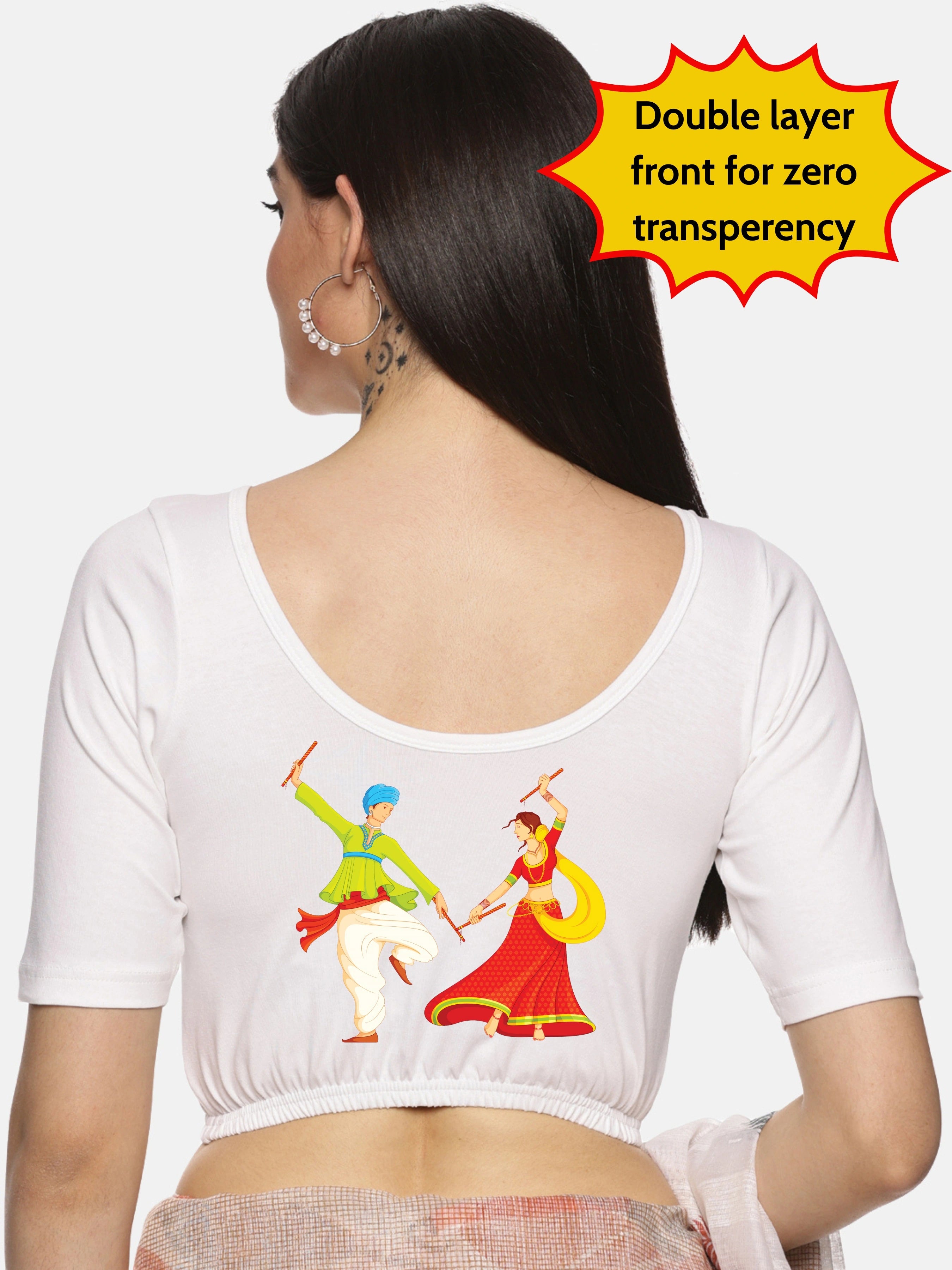 Women Back Printed Stretchable Blouse U031 - notyetbyus