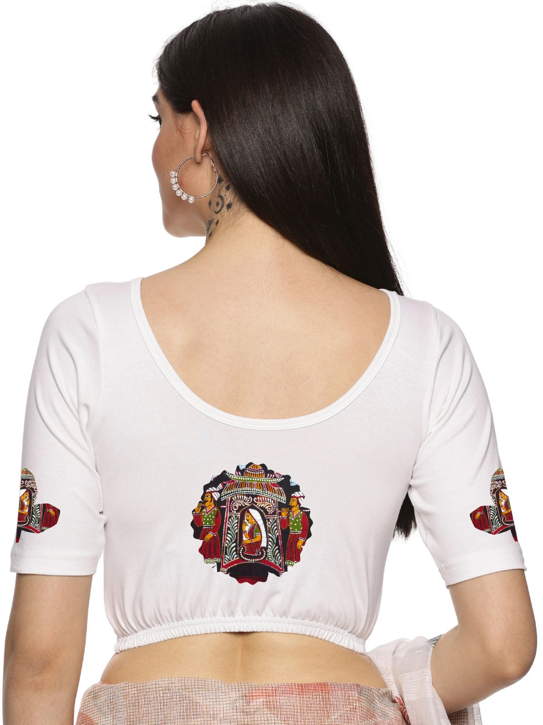 Women Back Printed Stretchable Blouse U0140A - notyetbyus