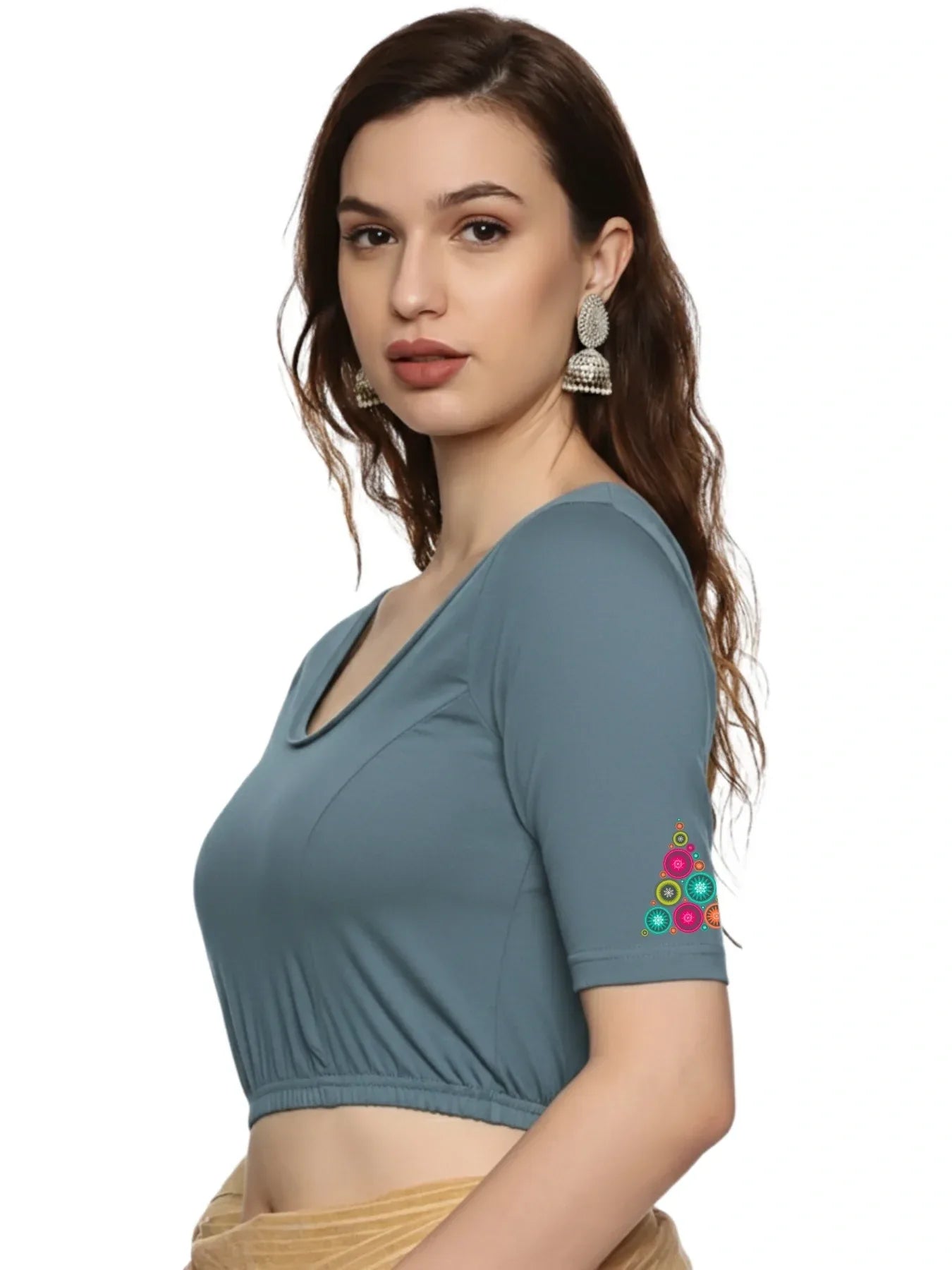 Women Back Printed Stretchable Blouse U0173 - notyetbyus