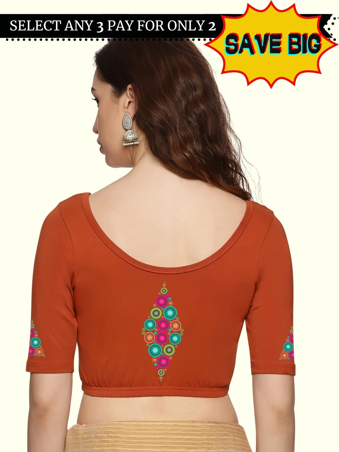 Women Back Printed Stretchable Blouse U0173 - notyetbyus