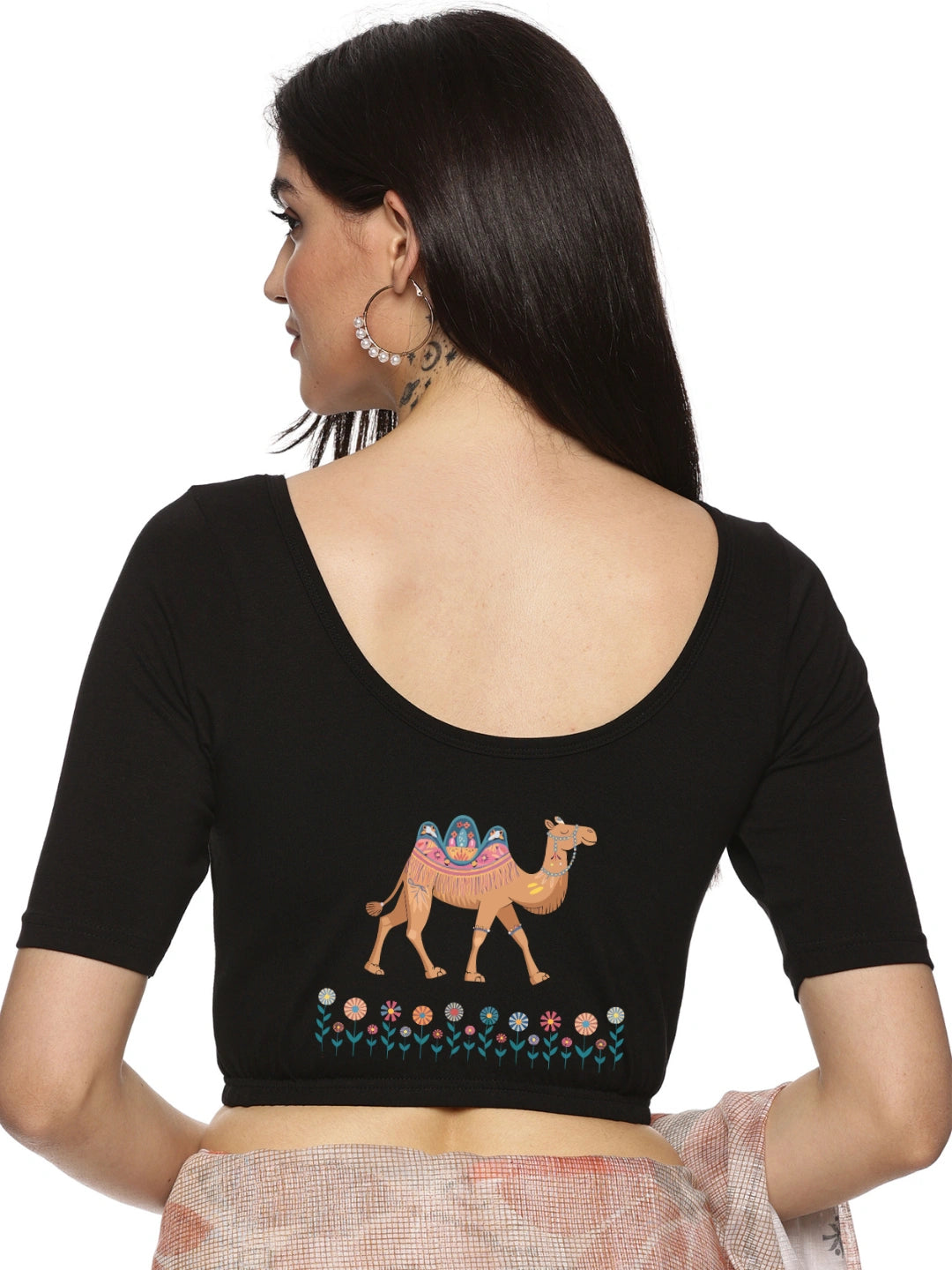 Women Back Printed Stretchable Blouse U0132 - notyetbyus