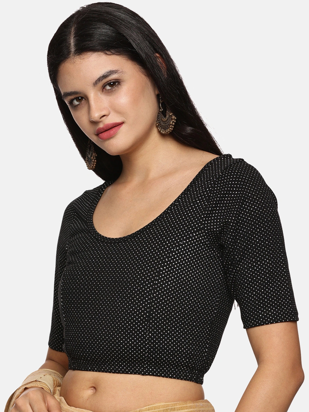 Women Allover Printed Creme Stretchable Blouse UA04 - notyetbyus