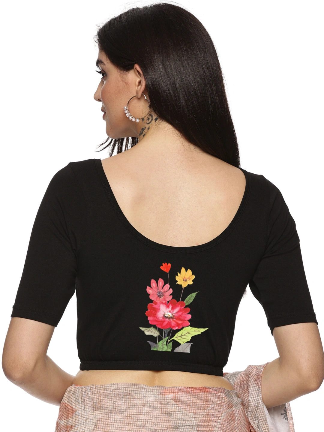 Women Back Printed Stretchable Blouse U0133 - notyetbyus