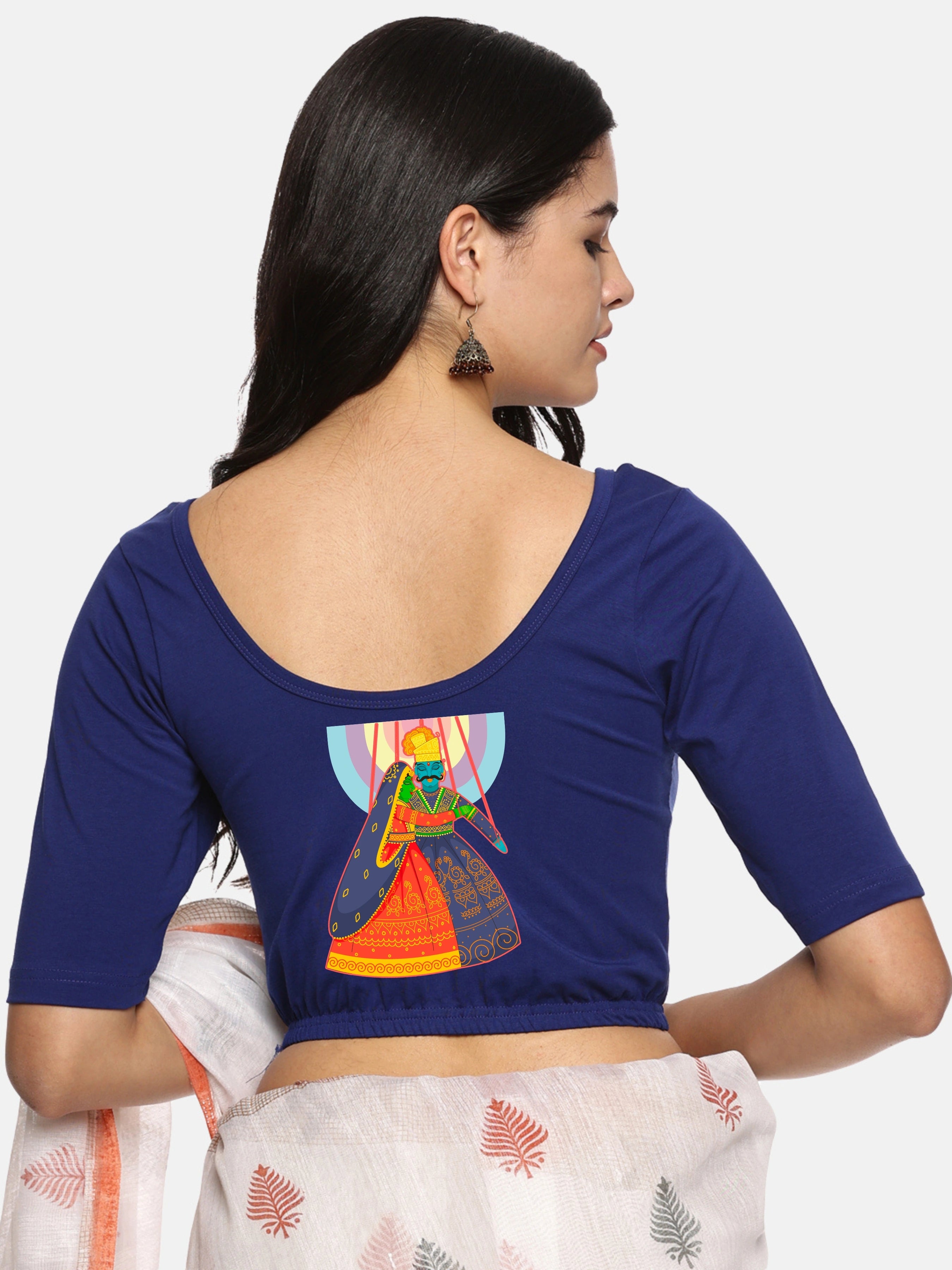 Women Back Printed Stretchable Blouse U0142 - notyetbyus