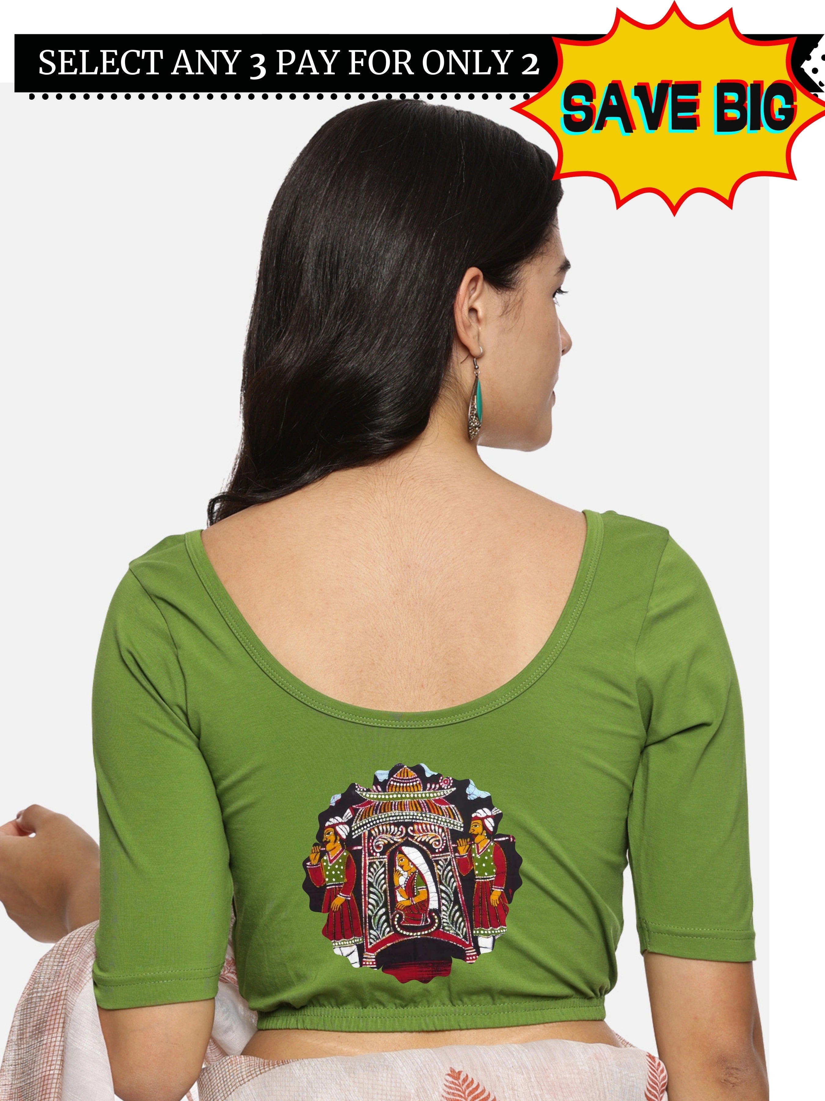 Women Back Printed Stretchable Blouse U0140 - notyetbyus