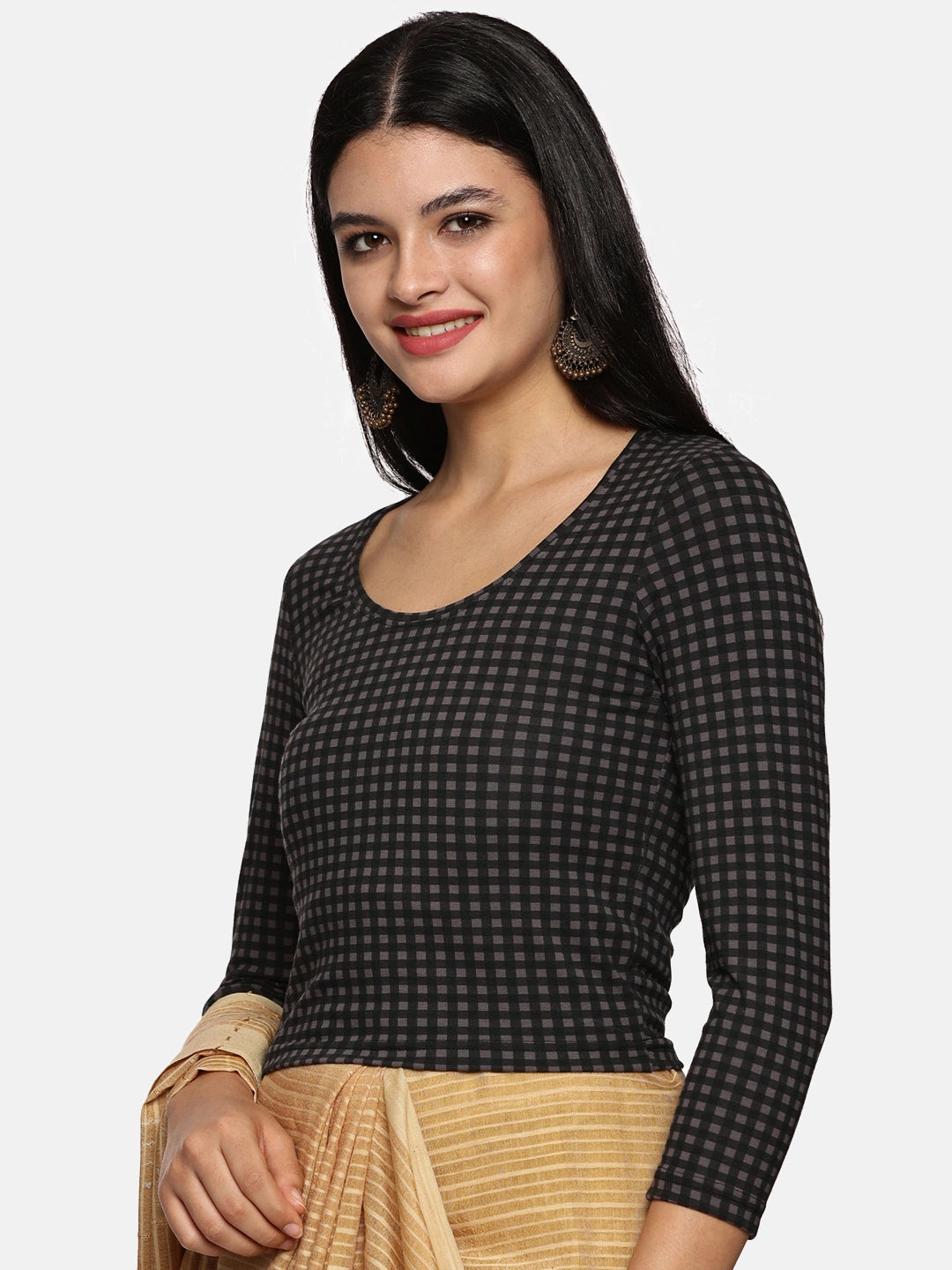 Women Allover Printed Three Fourth Sleeve Cotton Stretchable Blouse UA016 - notyetbyus