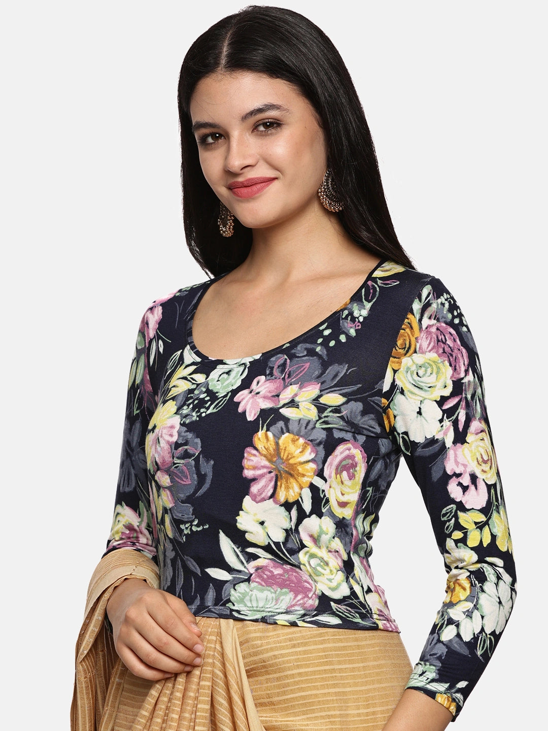 Women Allover Printed Three Fourth Sleeve Viscose Stretchable Blouse UA010 - notyetbyus