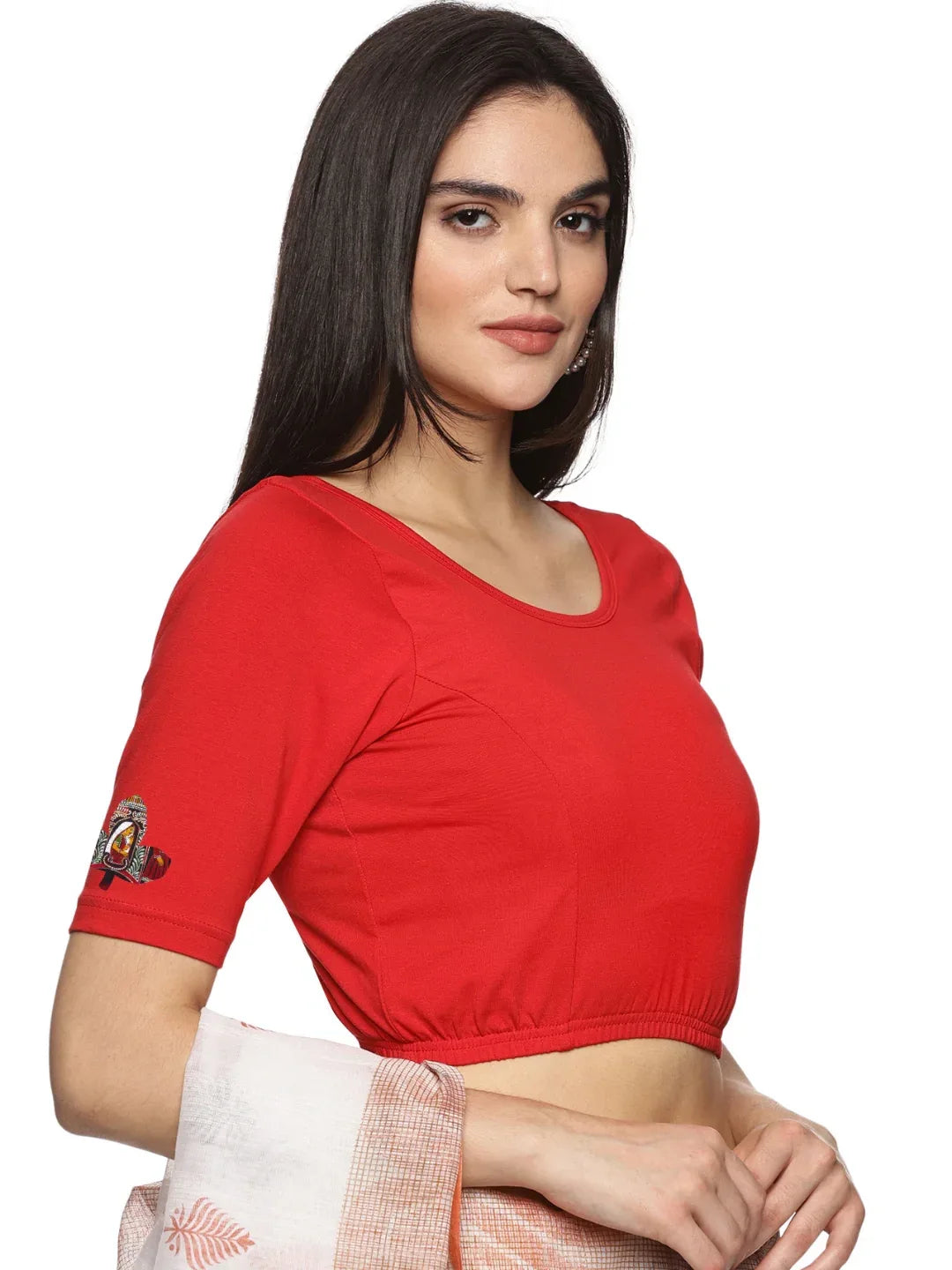 Women Back Printed Stretchable Blouse U0140A - notyetbyus