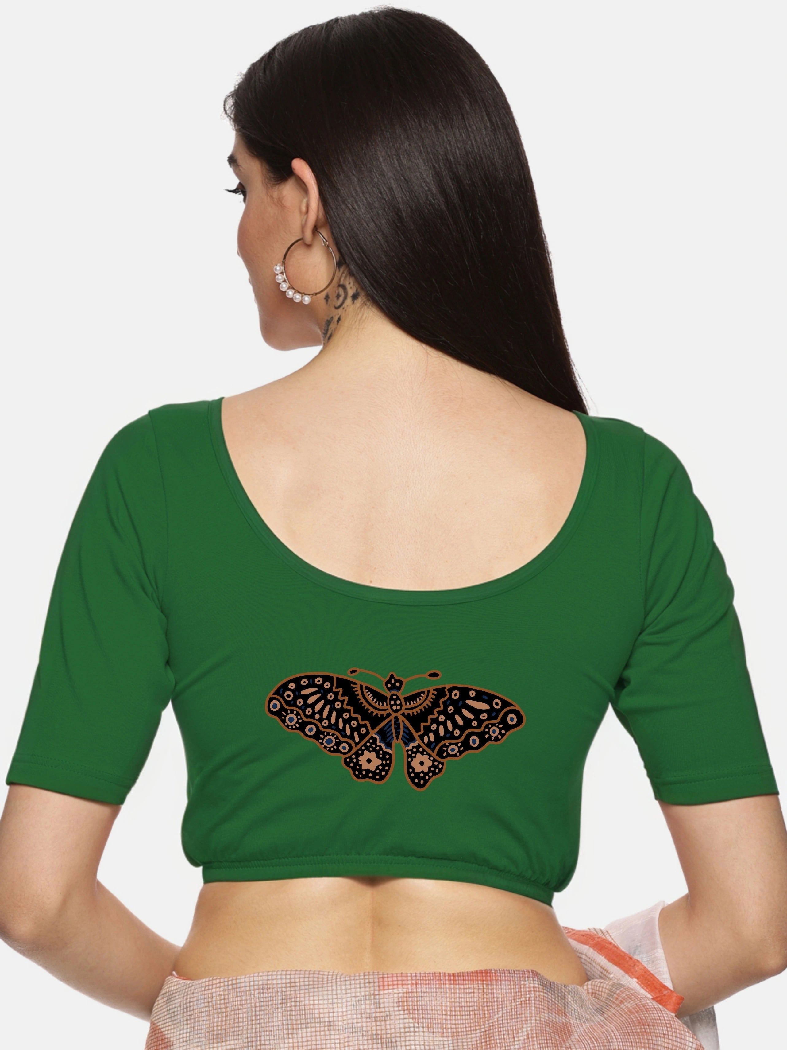 Women Back Printed Stretchable Blouse U07 - notyetbyus