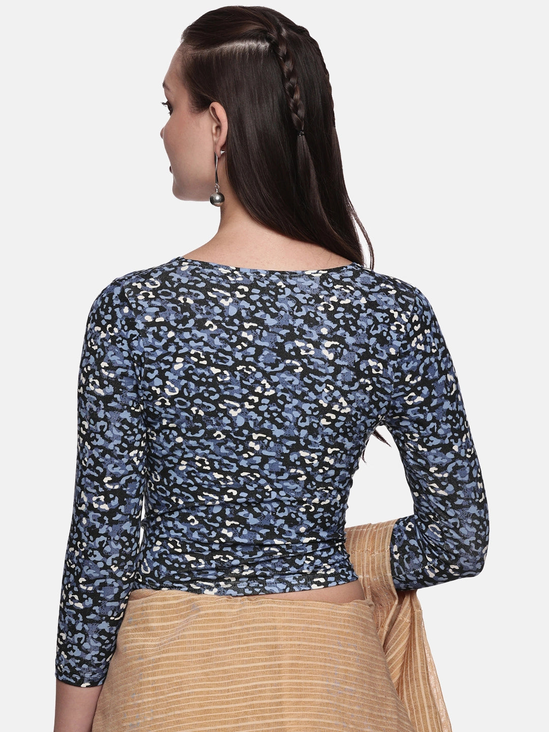 Women Allover Printed Three Fourth Sleeve Cotton Stretchable Blouse UA020 - notyetbyus