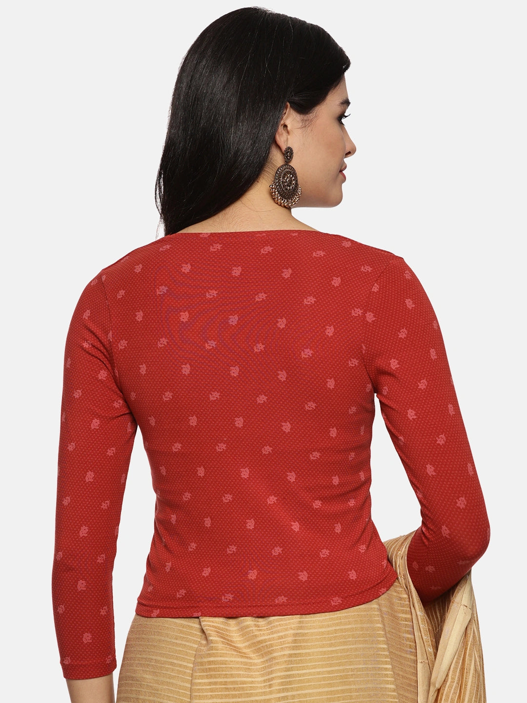 Women Allover Printed Three Fourth Sleeve Cotton Stretchable Blouse UA012 - notyetbyus
